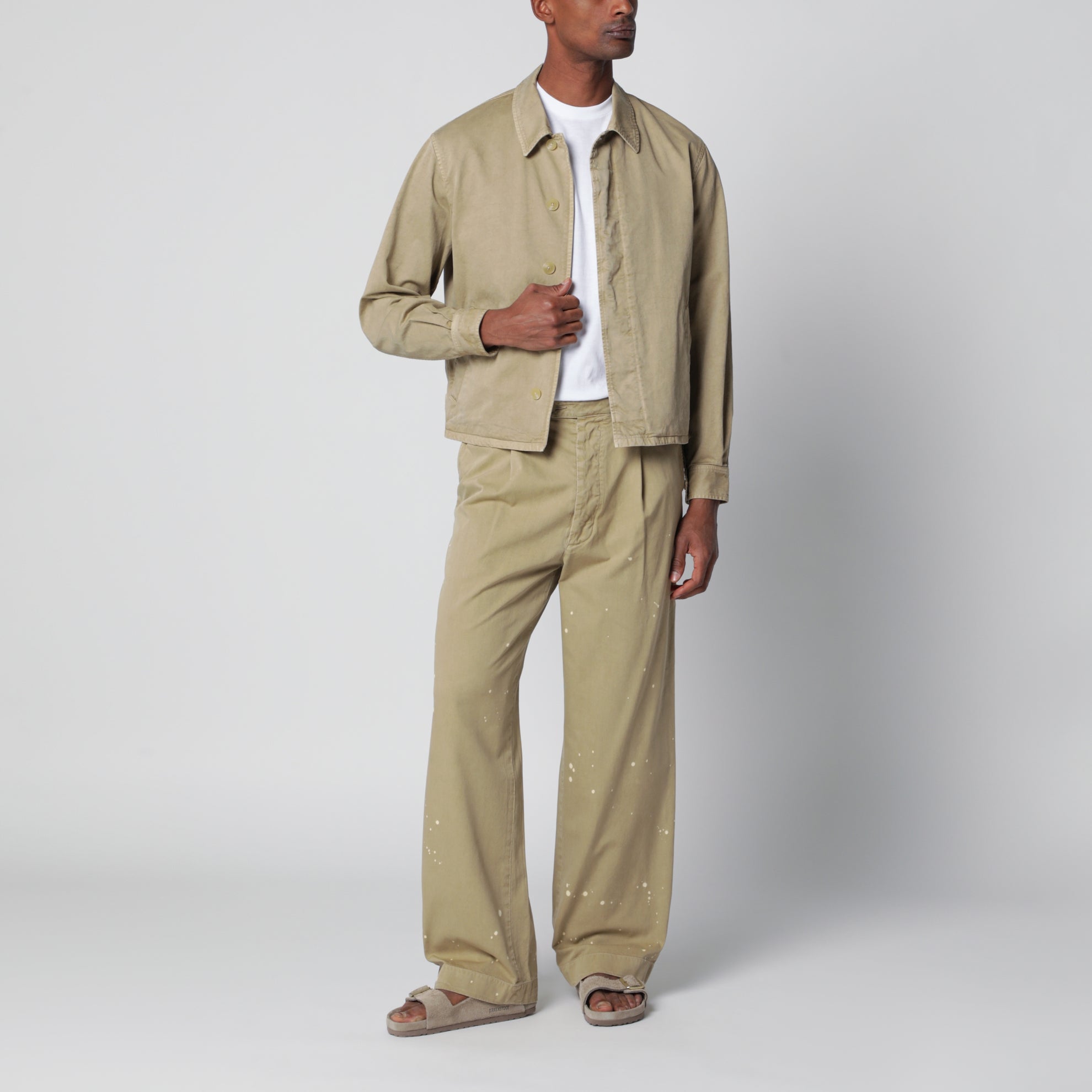 Garment-dyed Finx chino blouse in beige cotton