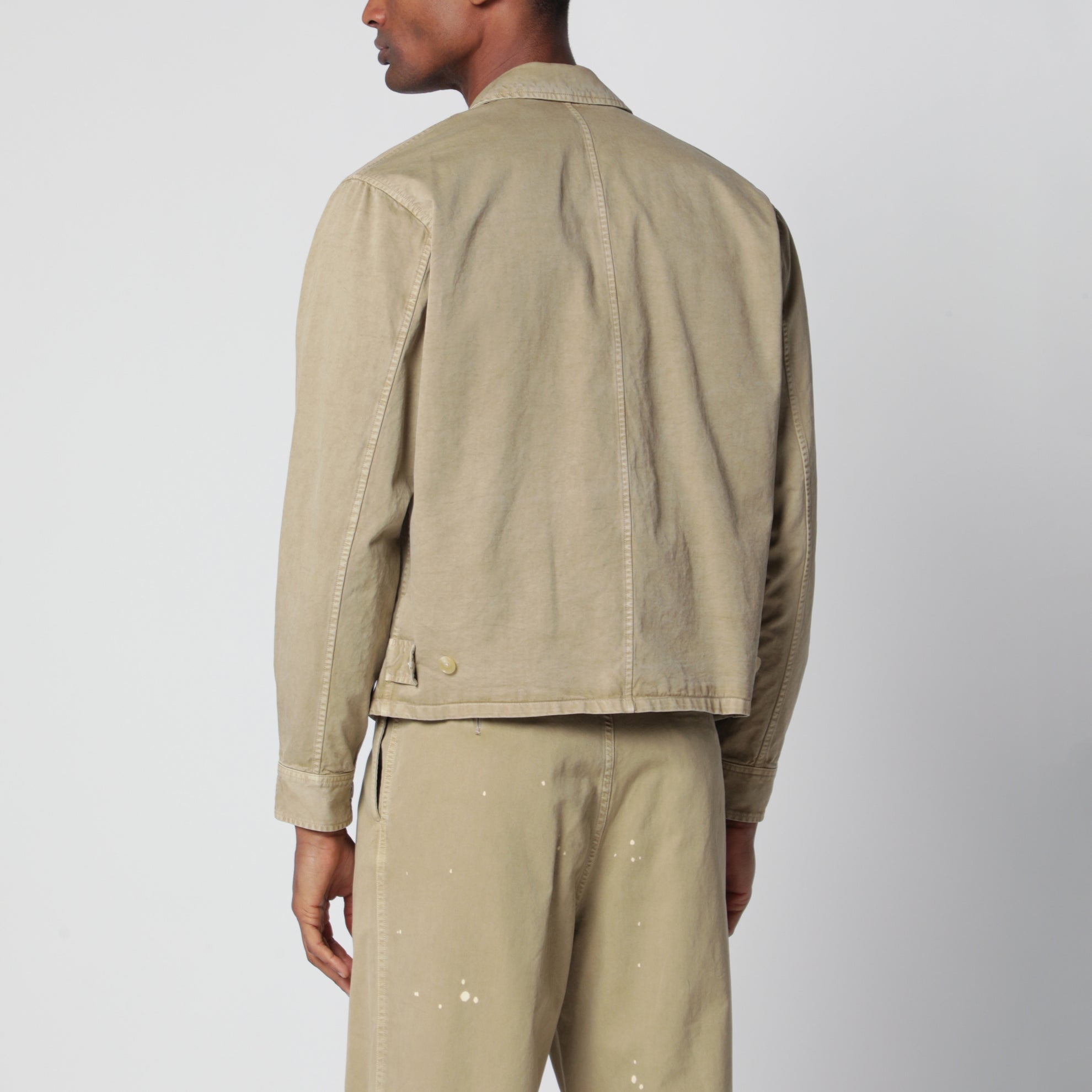 Garment-dyed Finx chino blouse in beige cotton