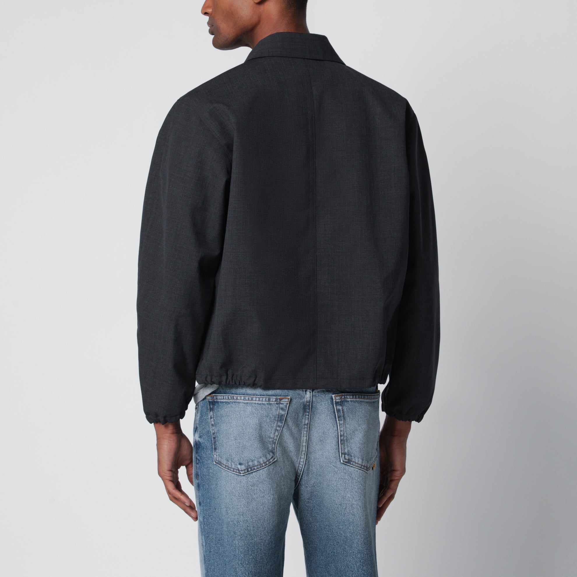 Anthracite grey wool zip-up blouson