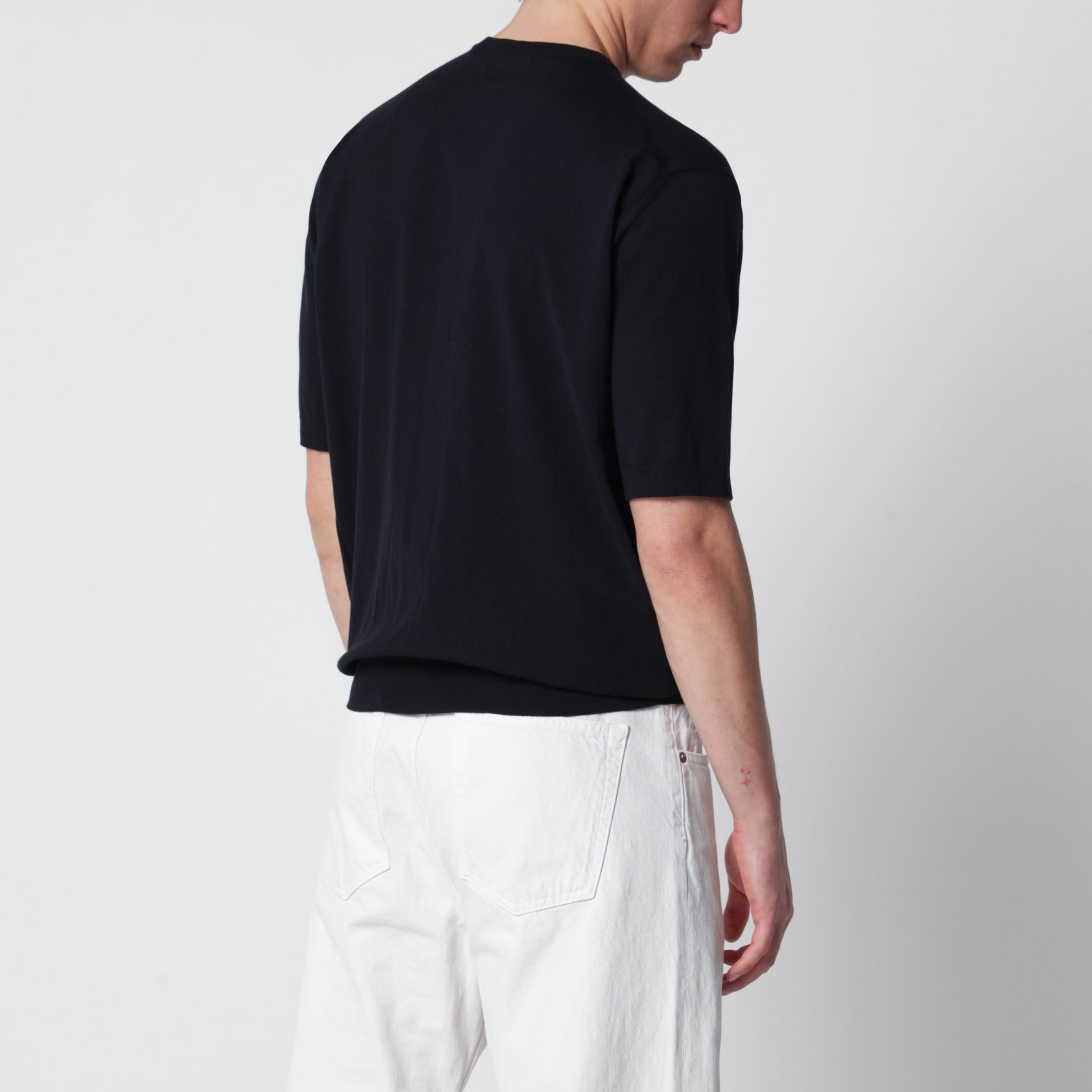 Maglia con bottoni in cotone blu navy