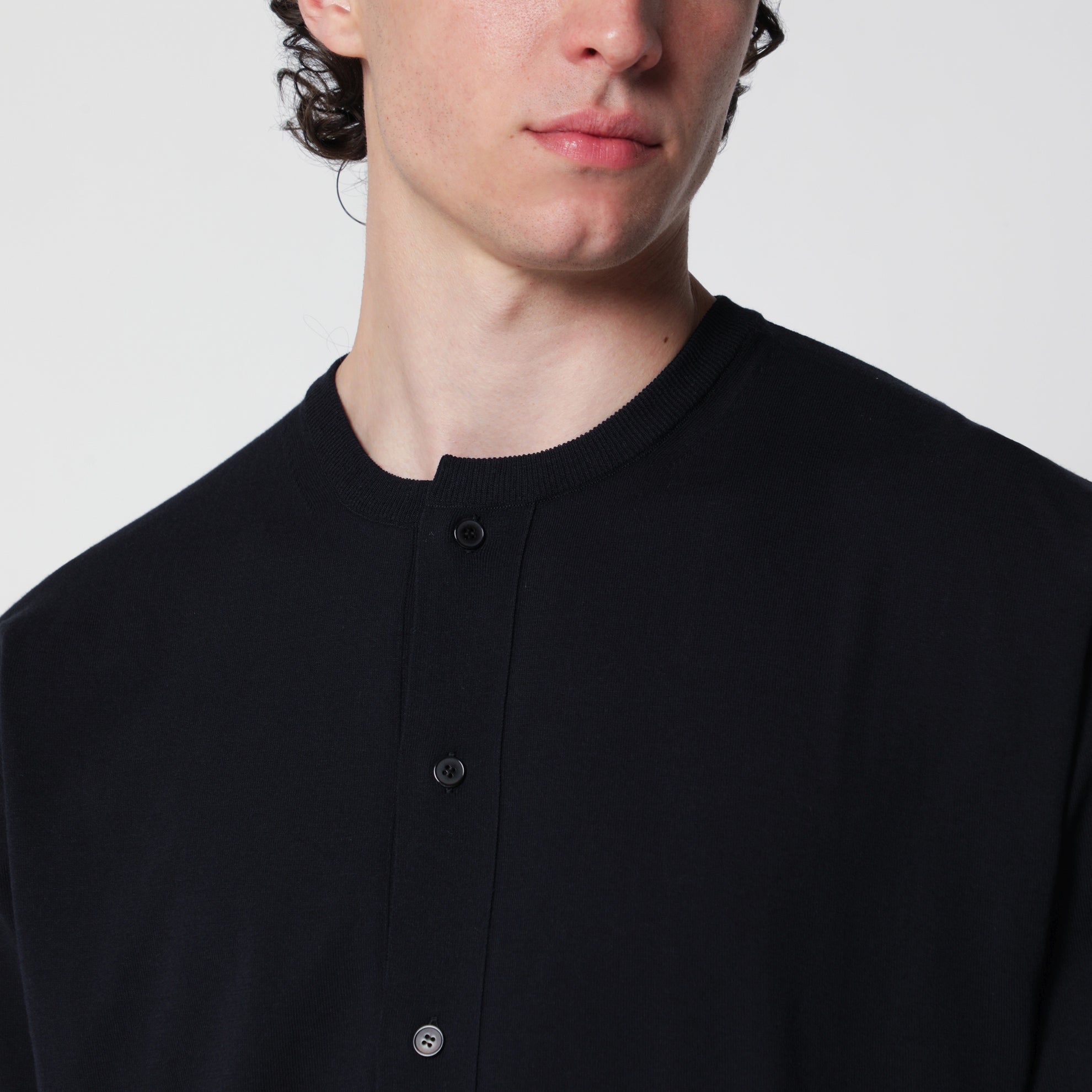 Maglia con bottoni in cotone blu navy
