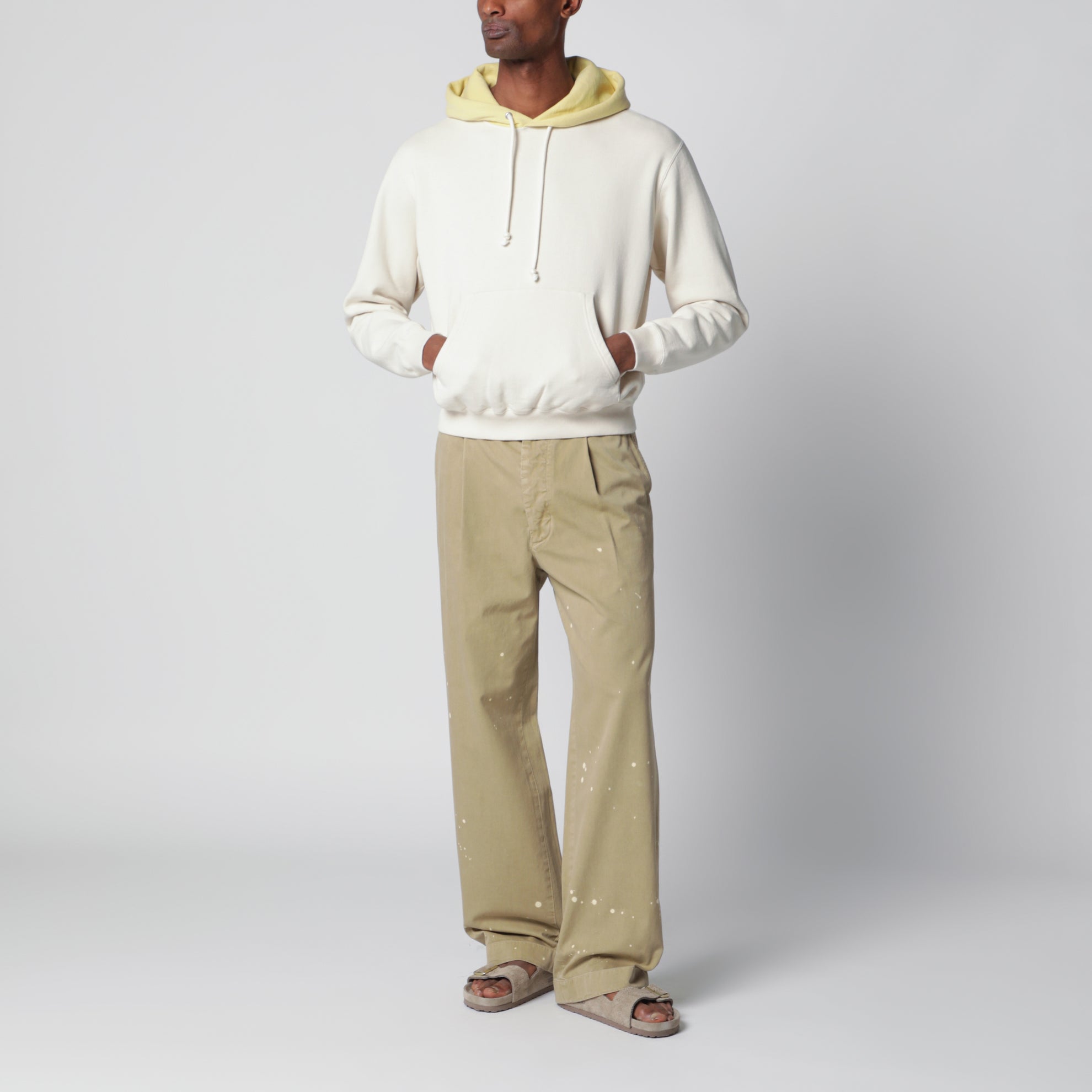 Sweat en coton blanc/jaune clair