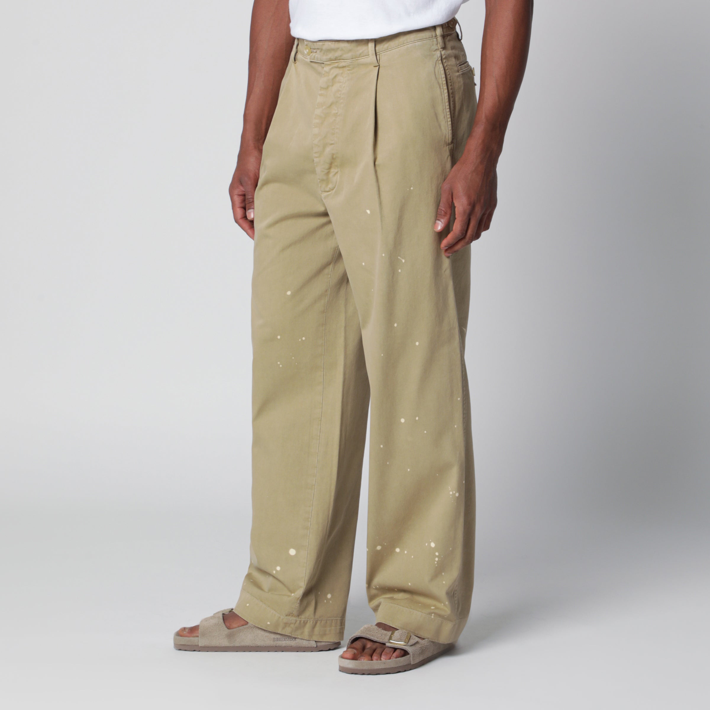 Auralee Beige Finx cotton chino trousers | TheDoubleF