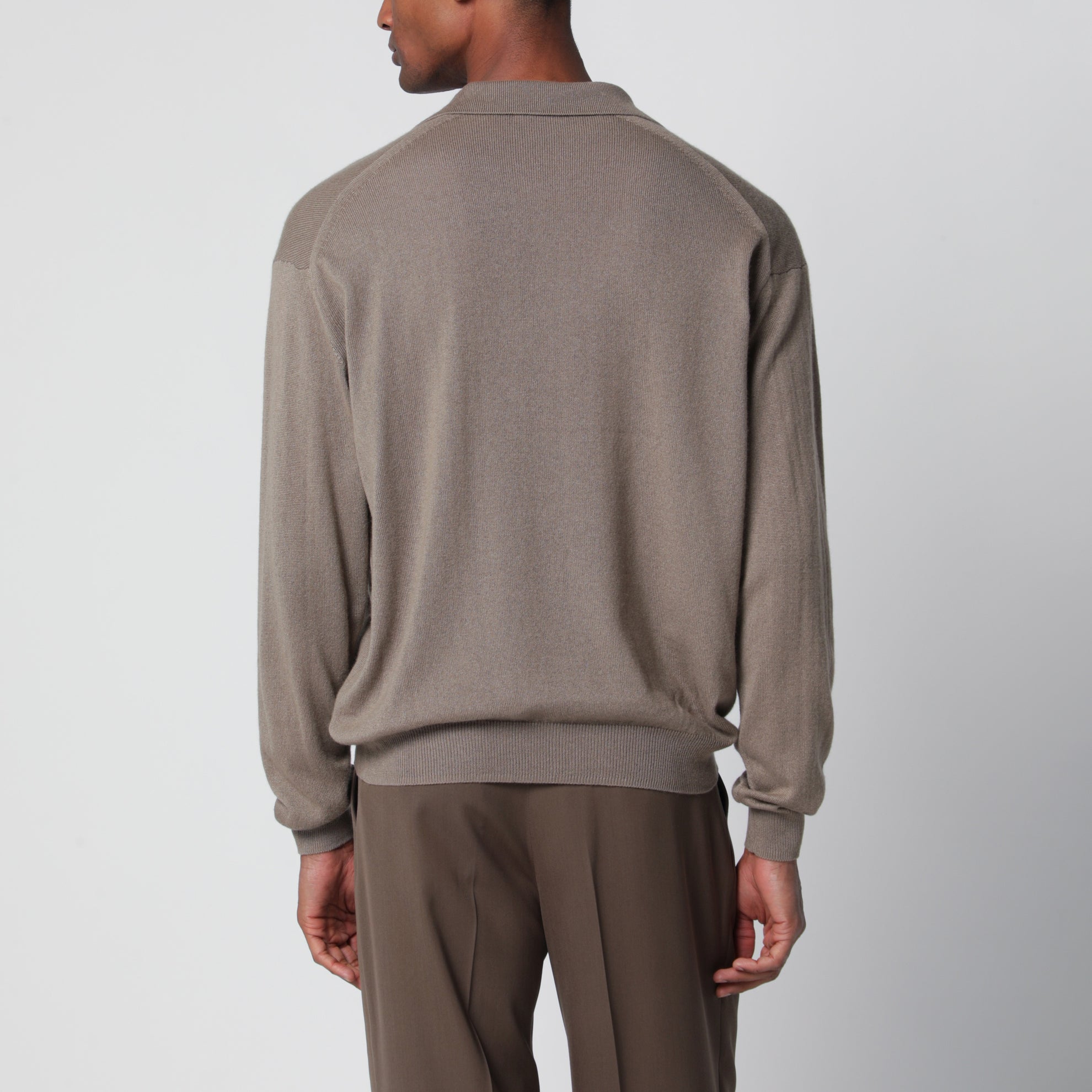 Polo Skipper in cashmere e seta marrone kaki