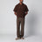 Brown mesh knit polo