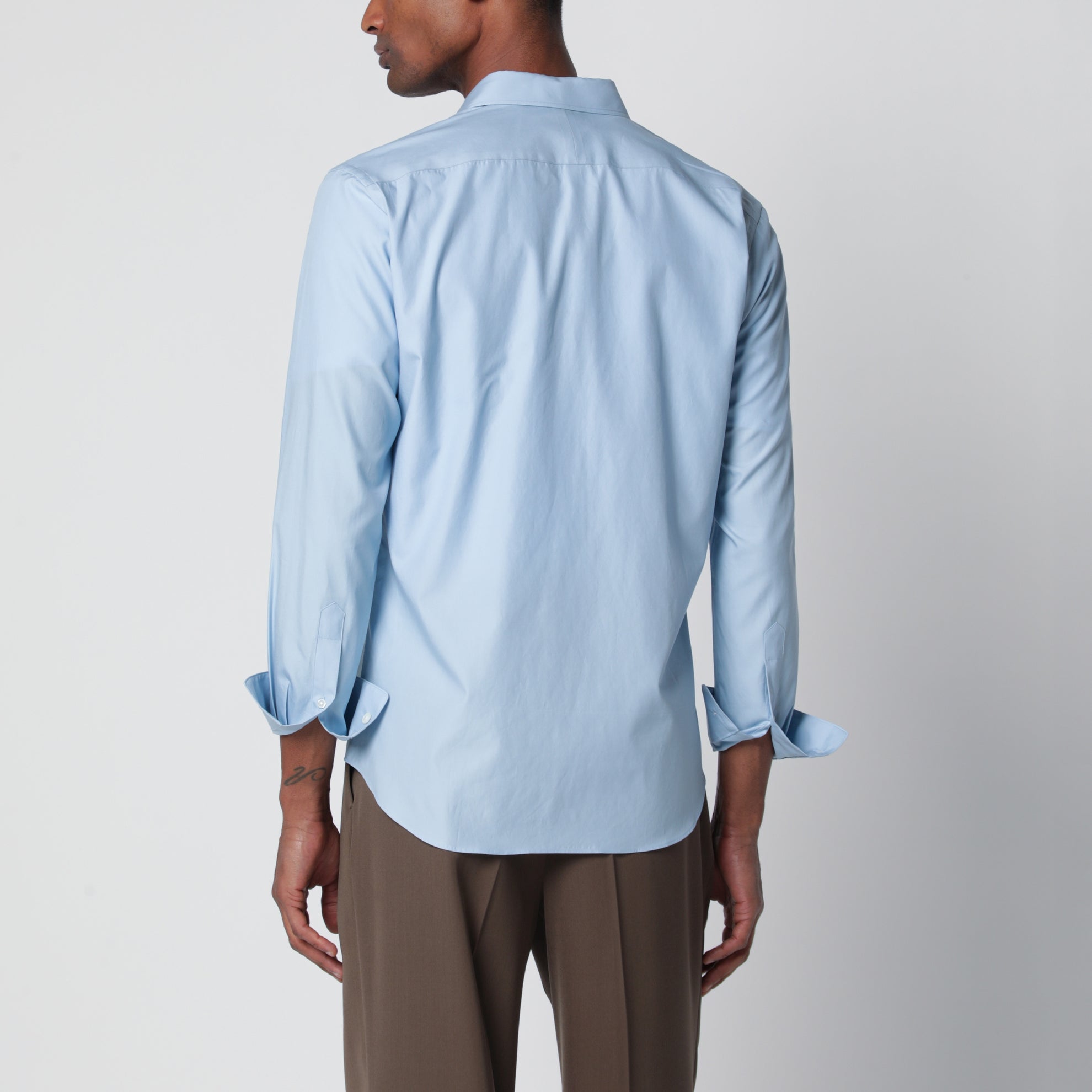 Camicia slim in twill di cotone azzurra