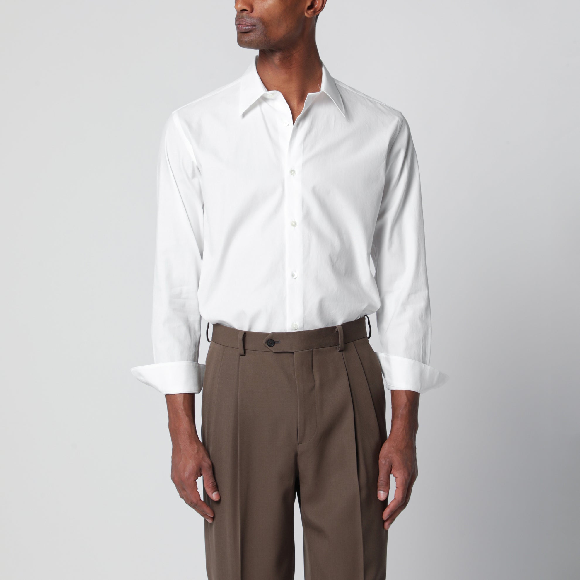 Camicia slim in twill di cotone bianca