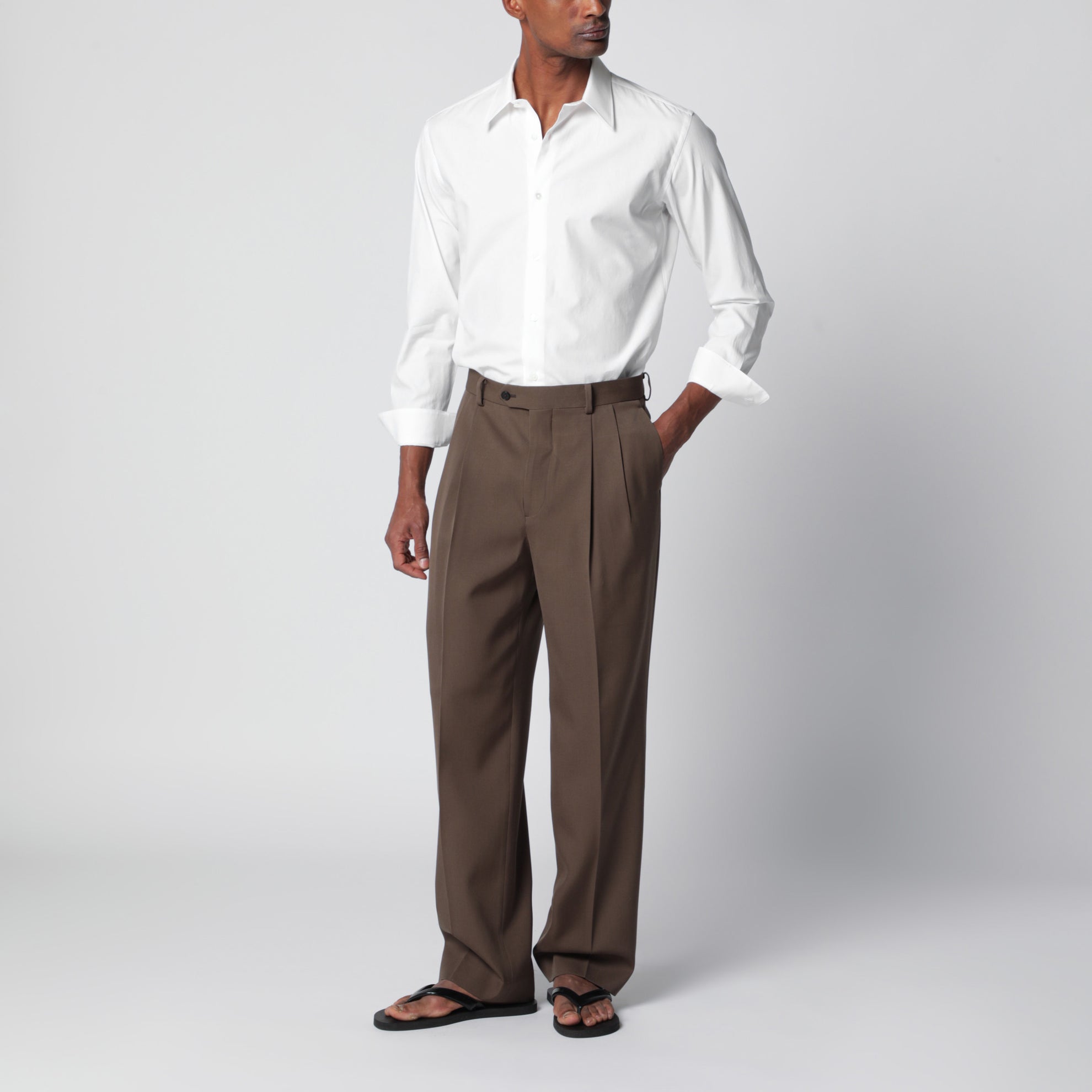 Camicia slim in twill di cotone bianca