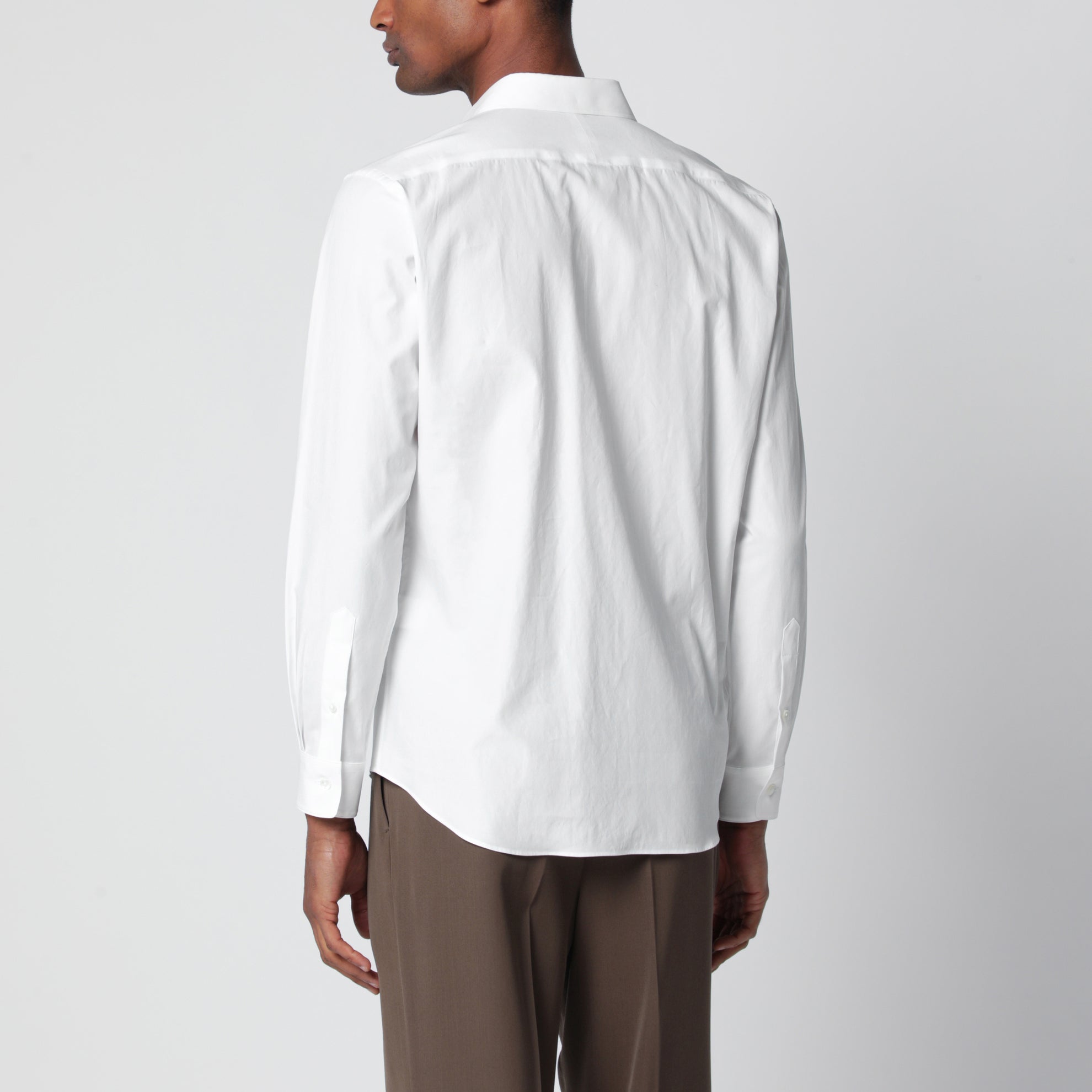 Camicia slim in twill di cotone bianca