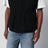 Gilet in tela di lana nero con coulisse