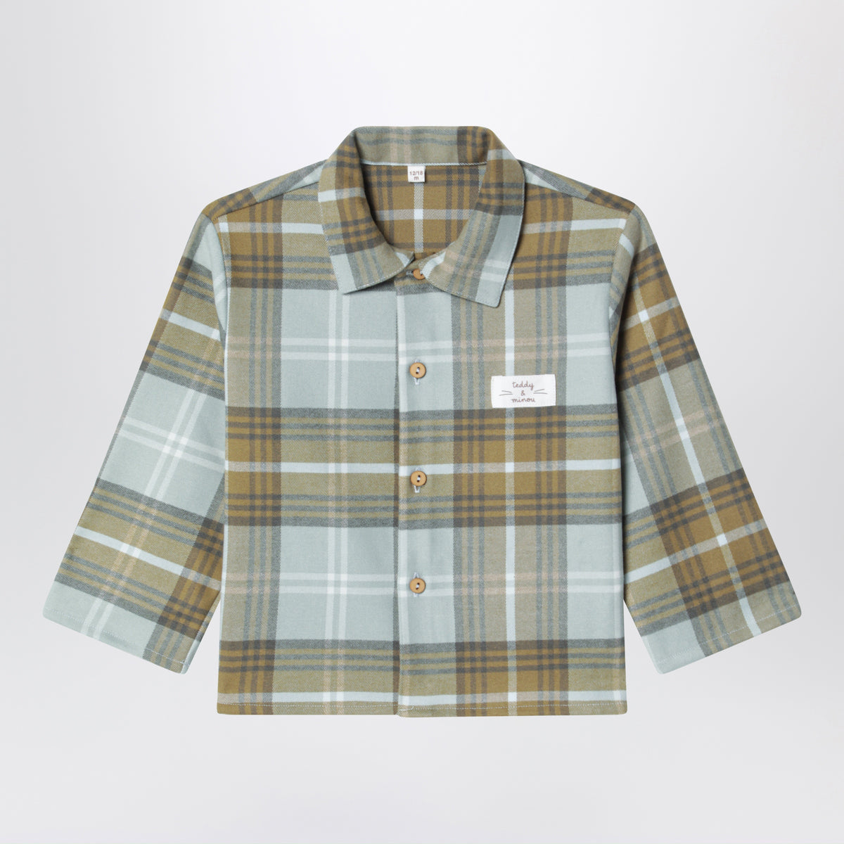 Camicia a quadri color salvia in misto viscosa