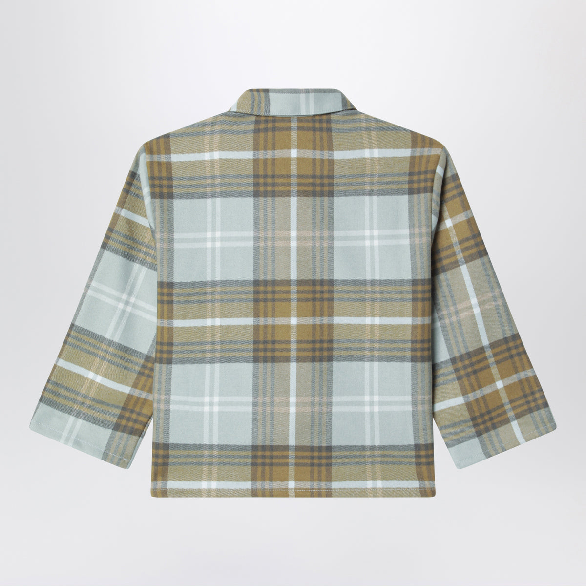 Camicia a quadri color salvia in misto viscosa