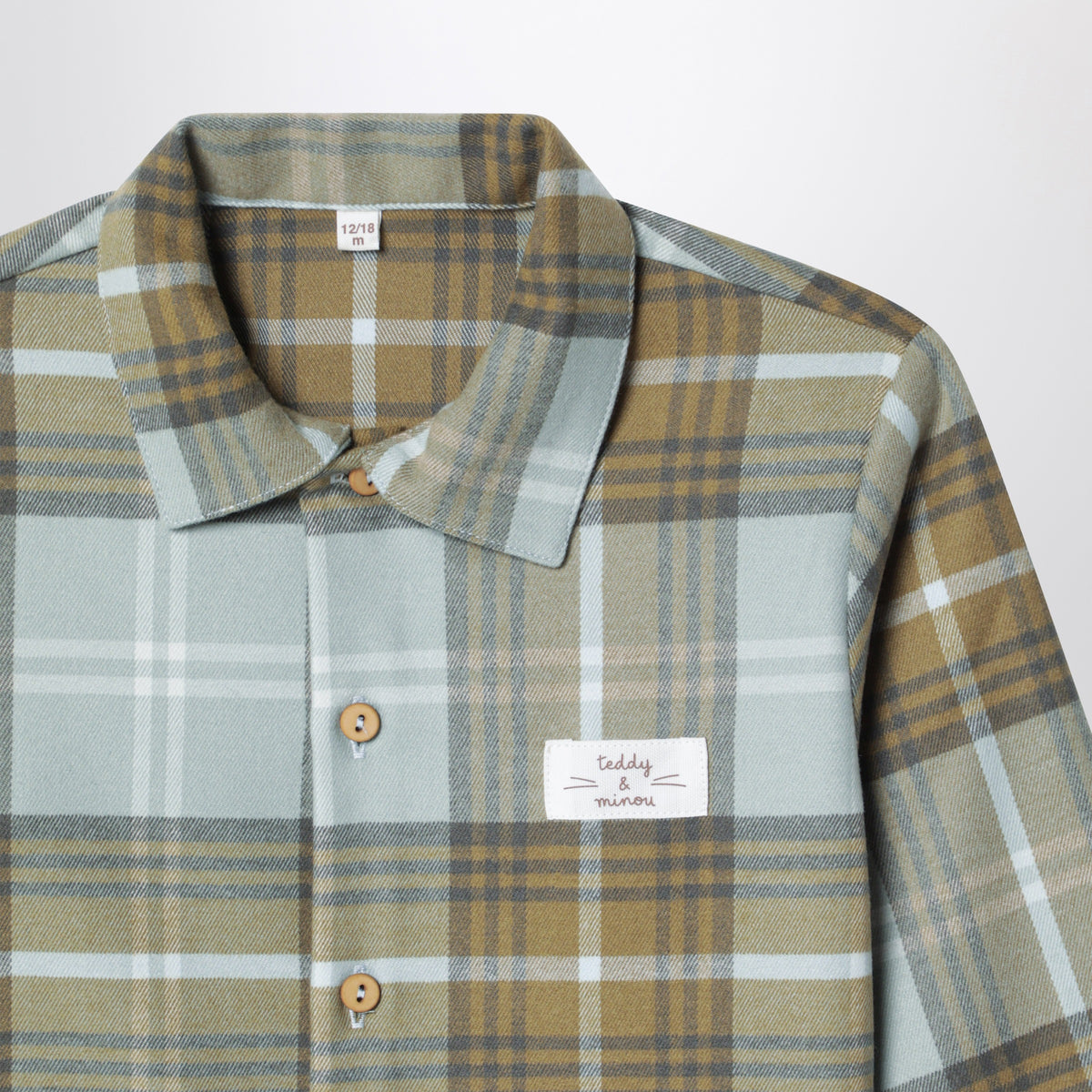Camicia a quadri color salvia in misto viscosa