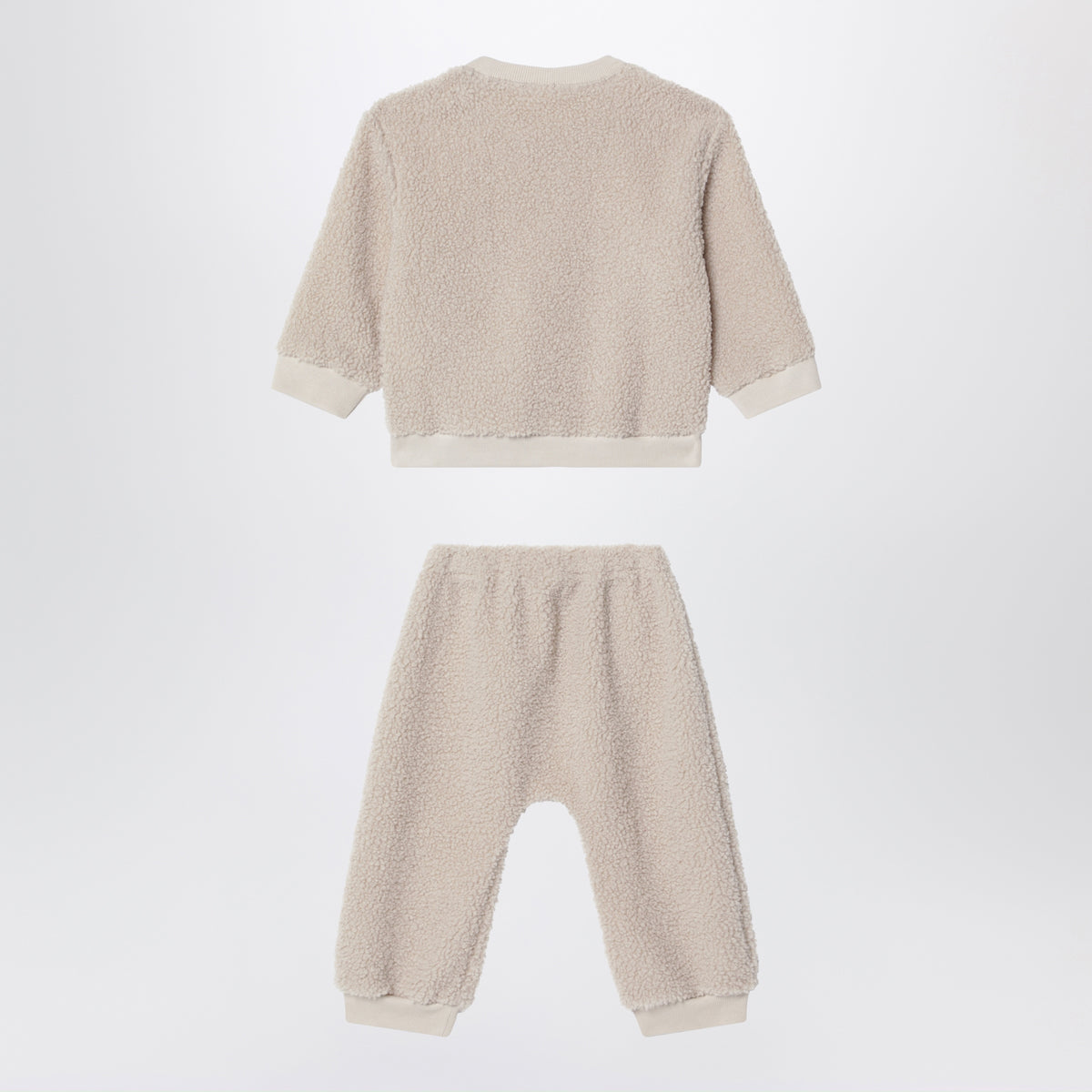 Completo neonato due pezzi beige in ricciolino