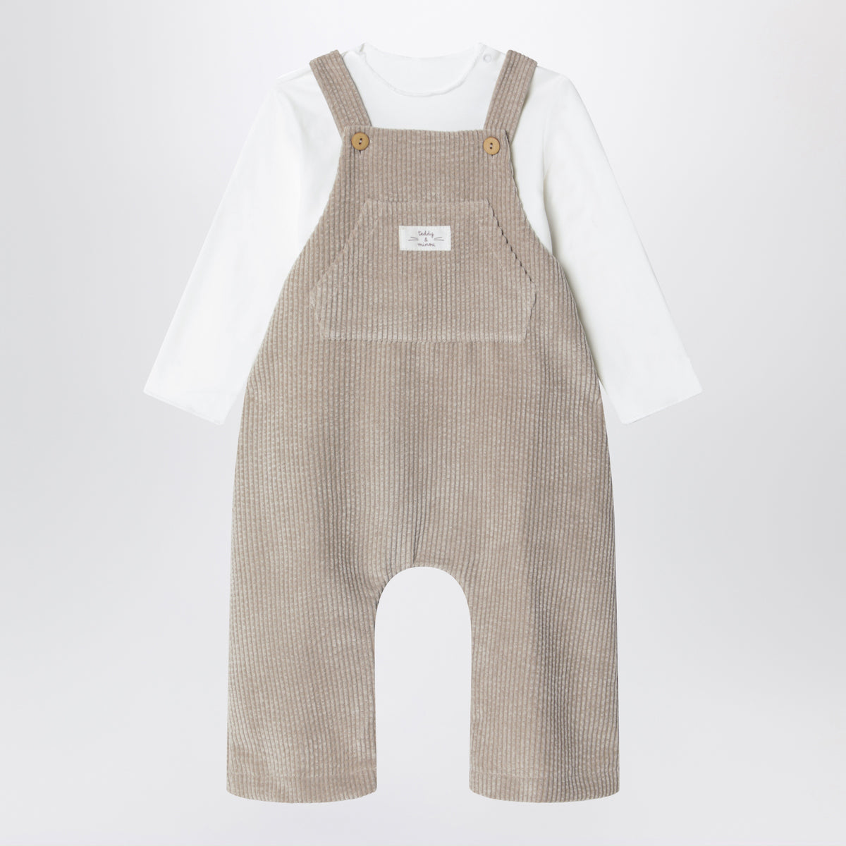 White/beige romper in cotton and corduroy