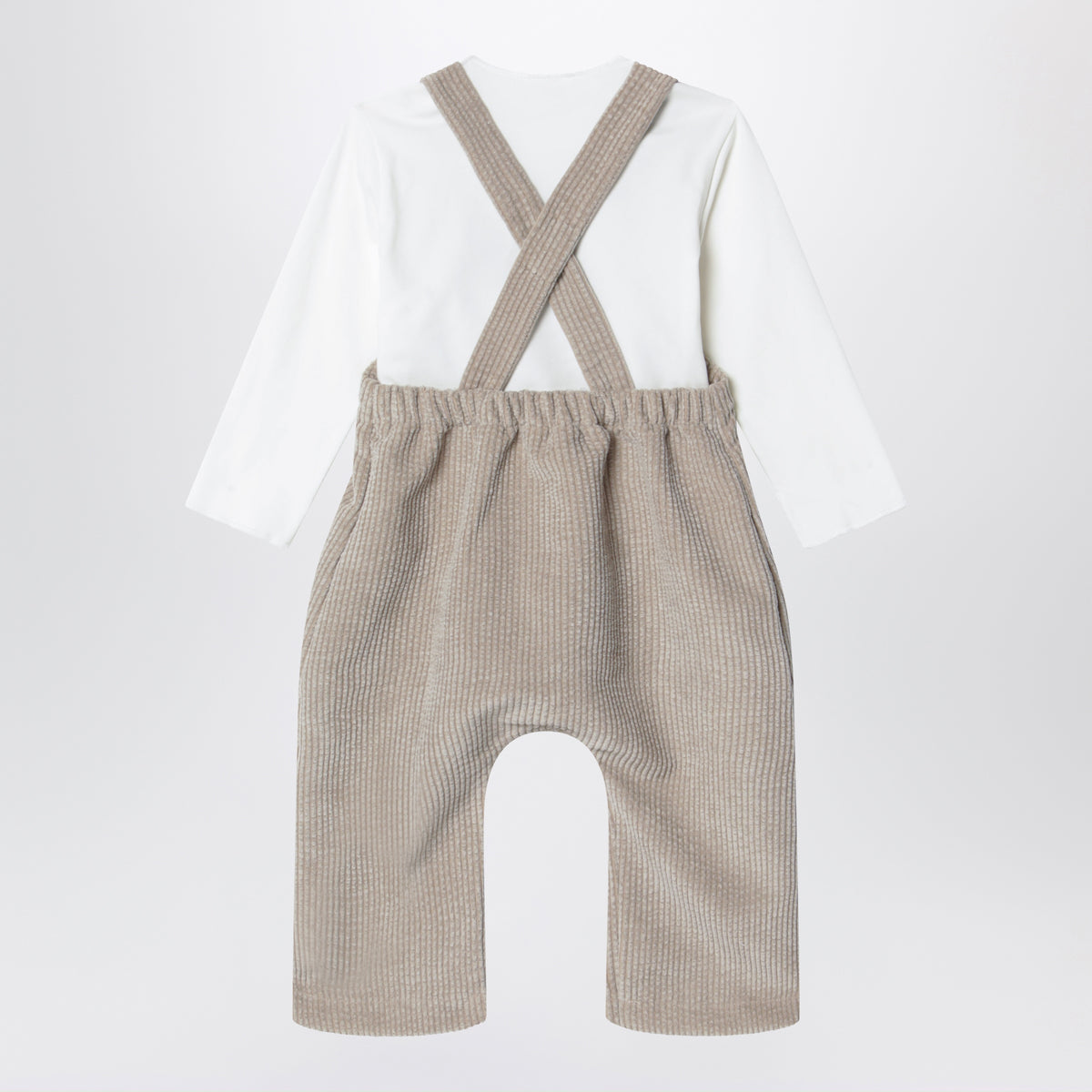 White/beige romper in cotton and corduroy