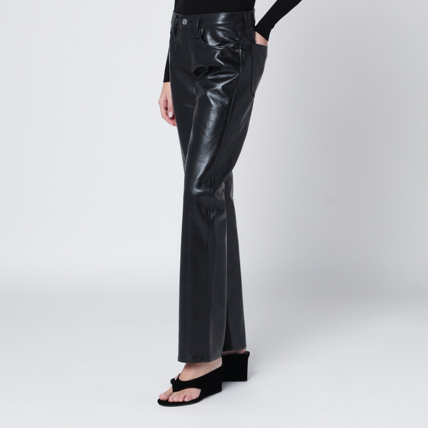 Black faux leather trousers Low Rise Slim
