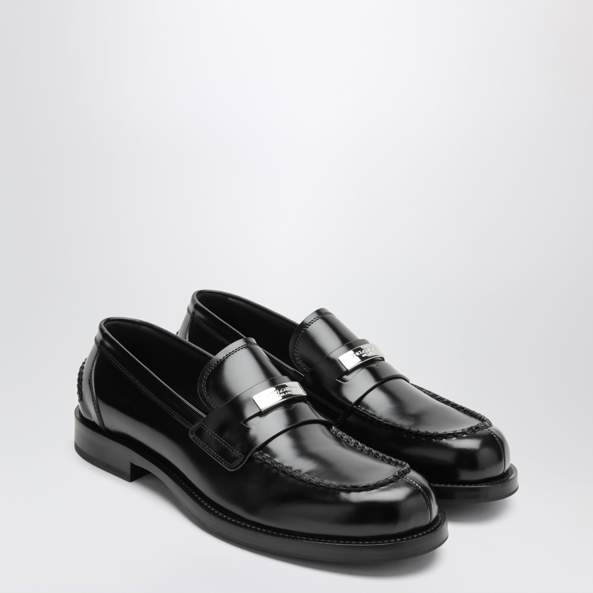 mocassin en cuir de veau noir