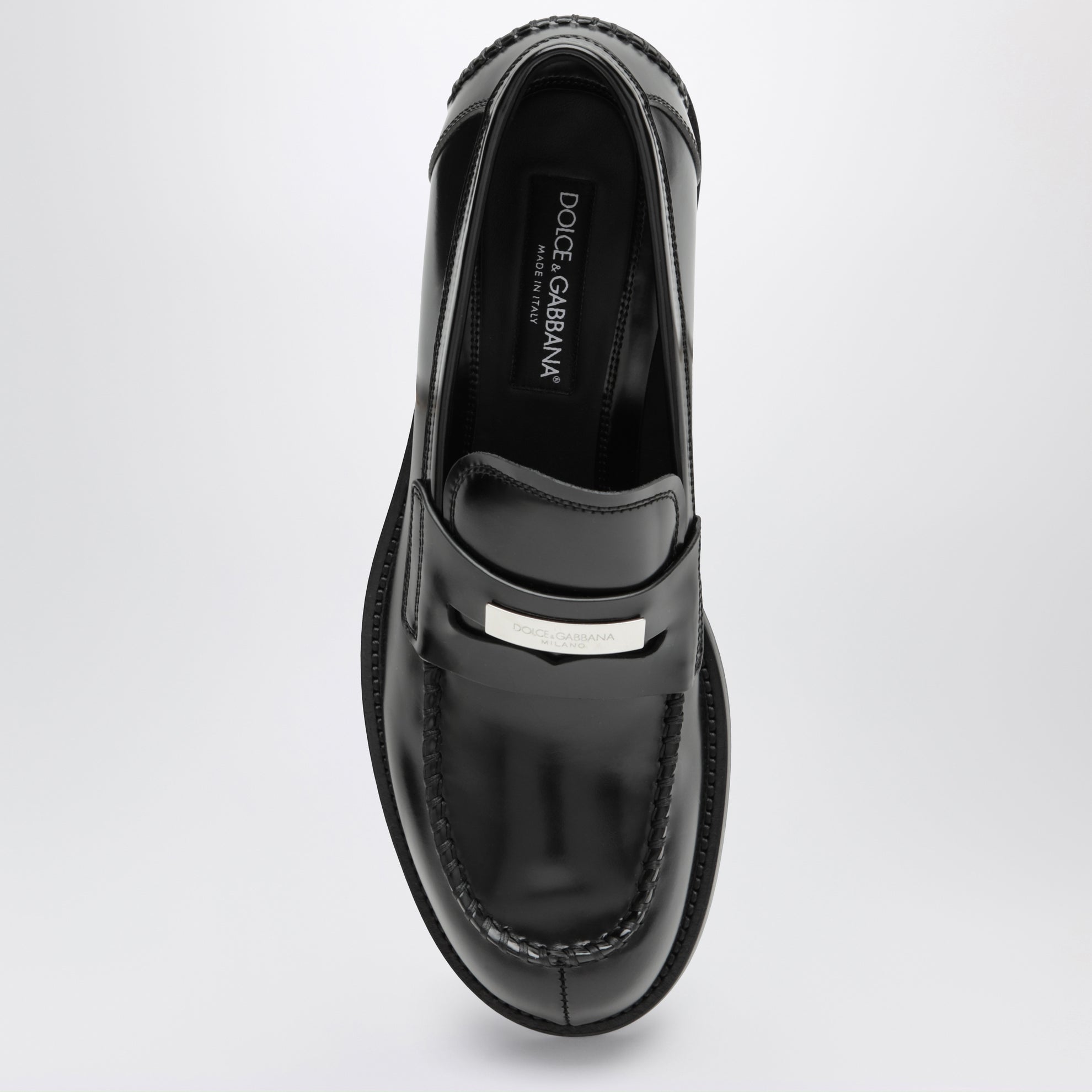 mocassin en cuir de veau noir