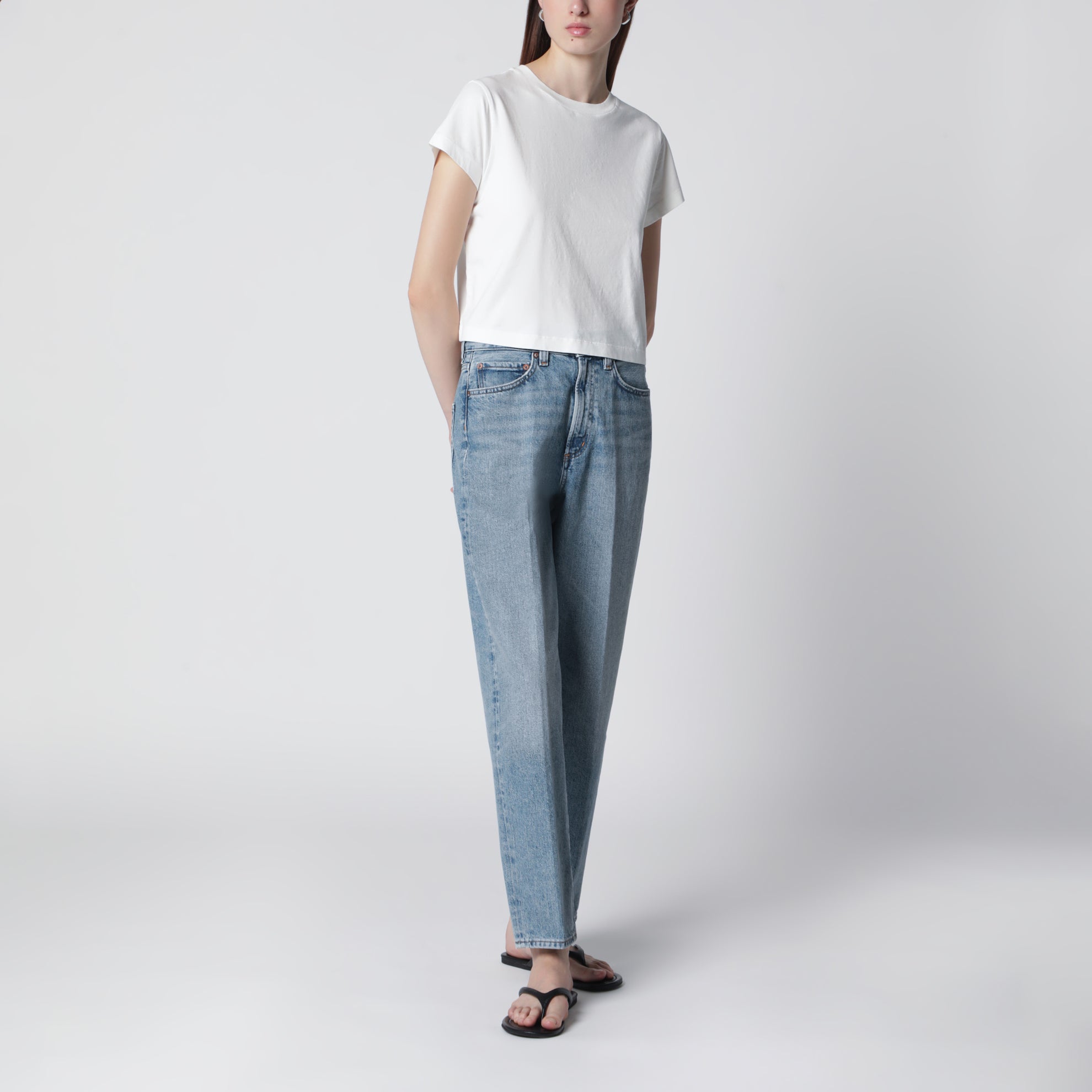 Jean années 80 à plis en denim indigo