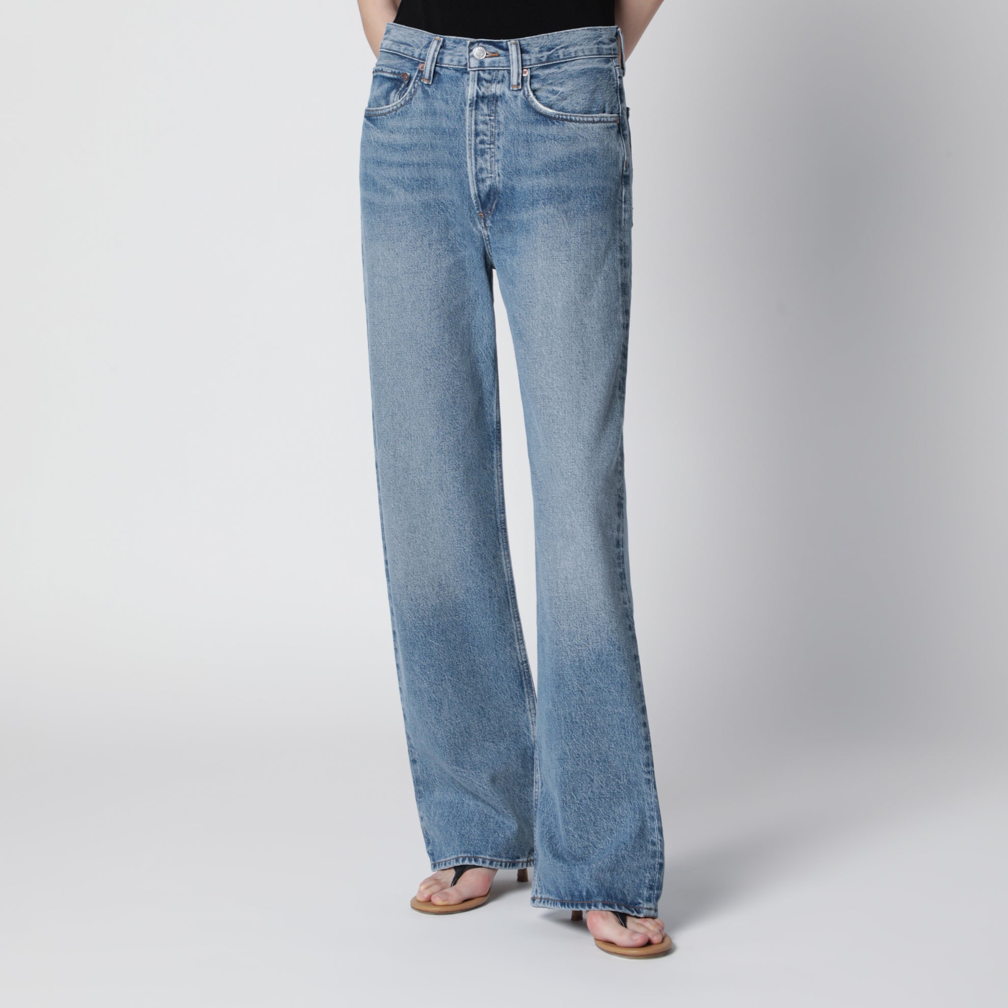 Vintage Loose Jeans aus mittelblauem Indigo-Denim