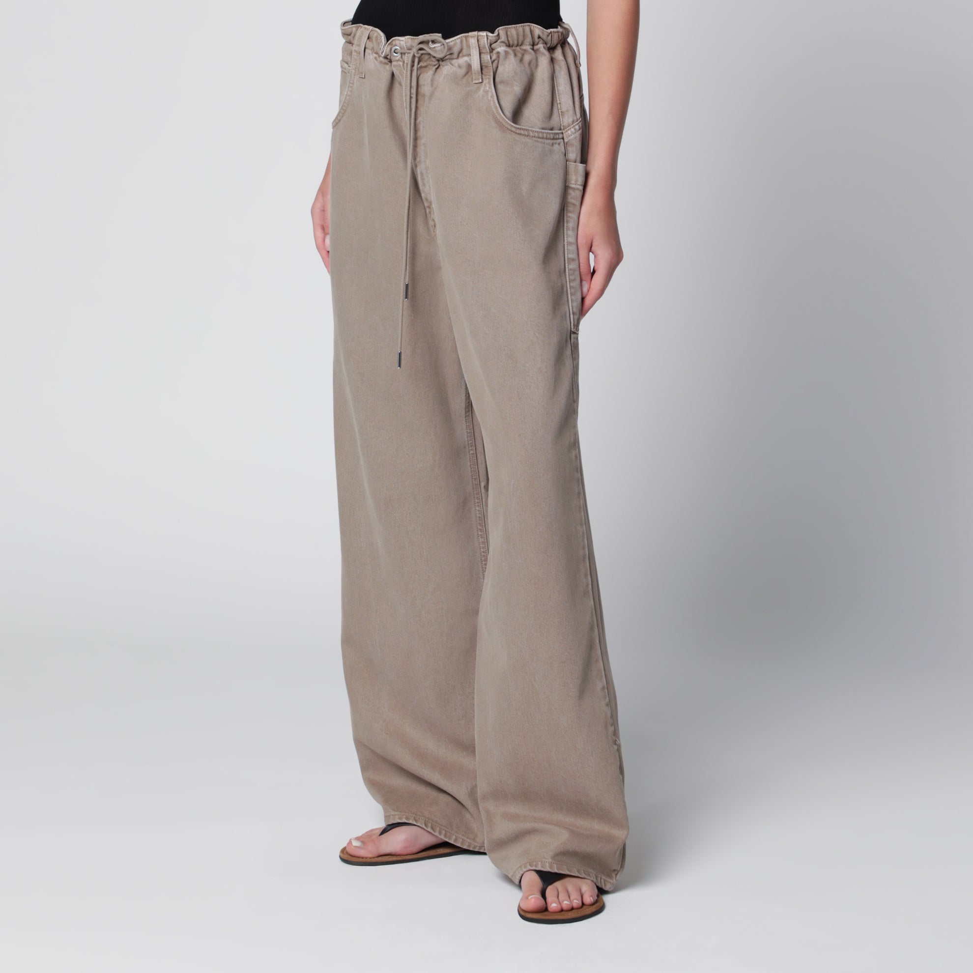 Shaw Flyweight drawstring wide-leg jeans in brown
