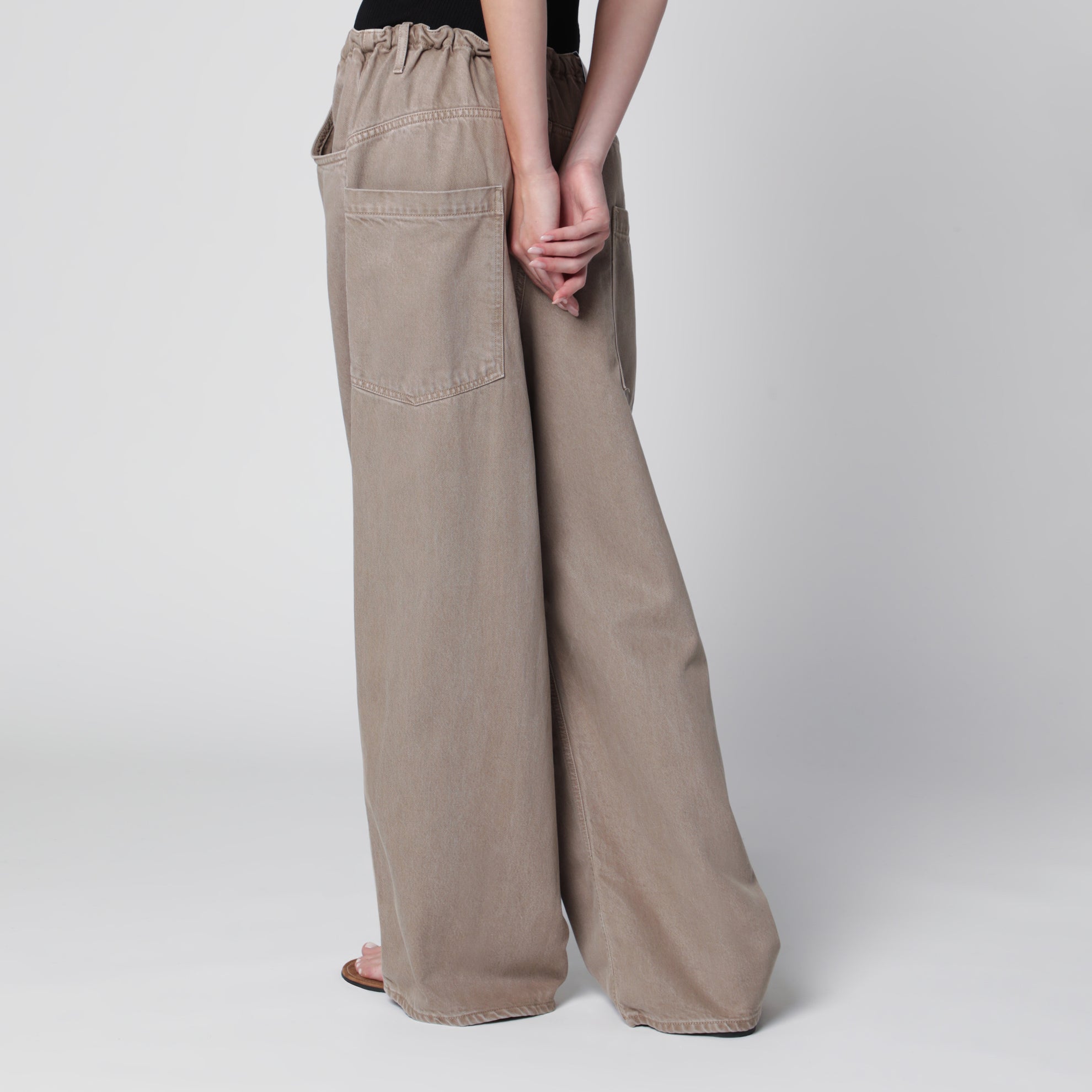 Shaw Flyweight drawstring wide-leg jeans in brown