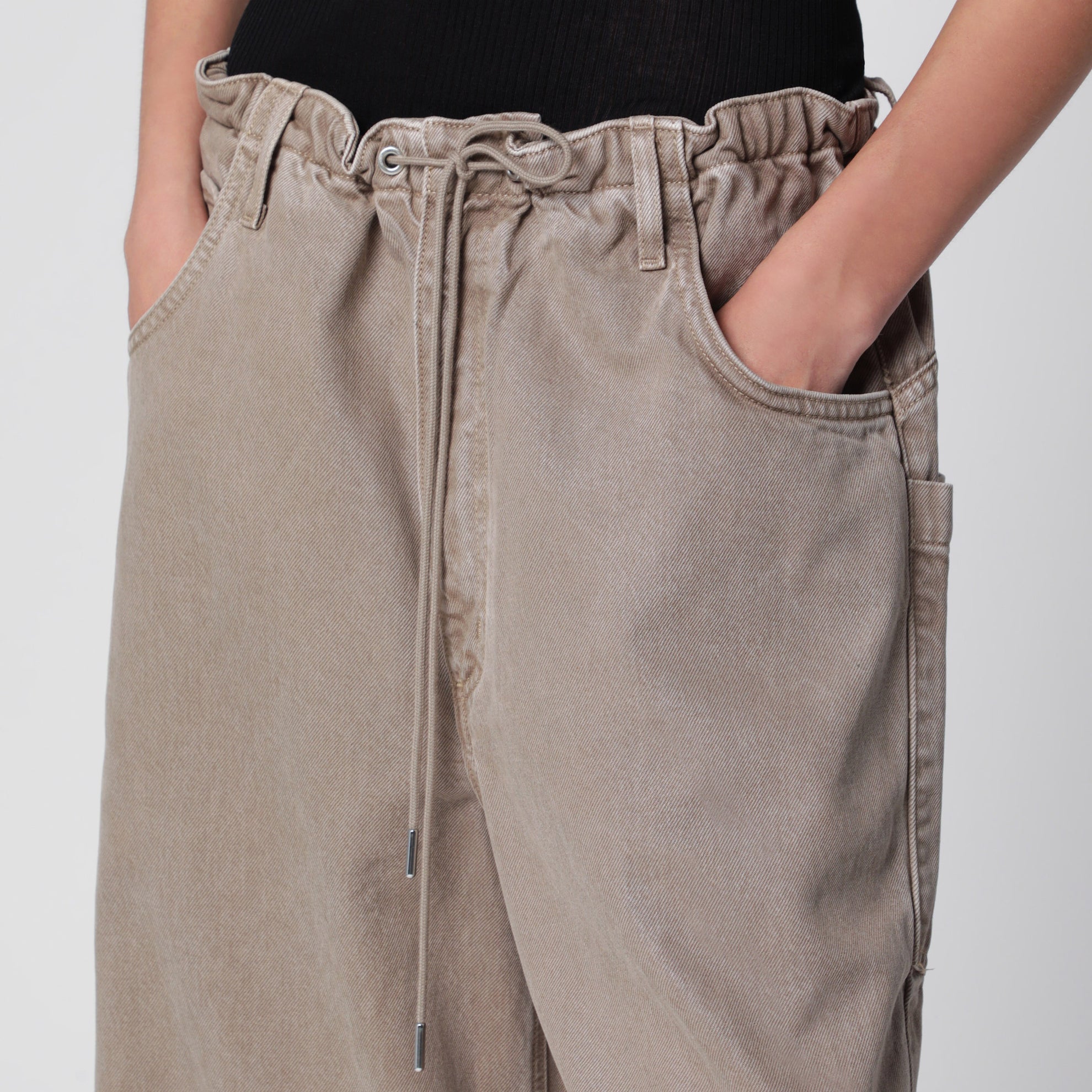 Shaw Flyweight drawstring wide-leg jeans in brown
