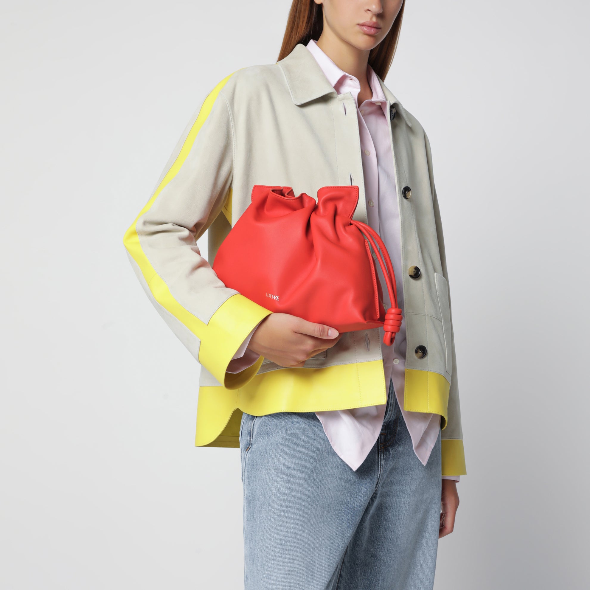 Medium Flamenco Clutch bag in orange nappa leather