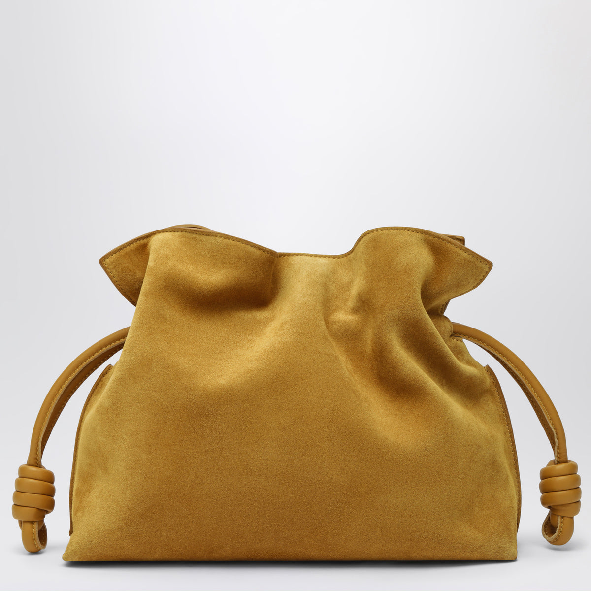 Medium ochre Flamenco bag in suede