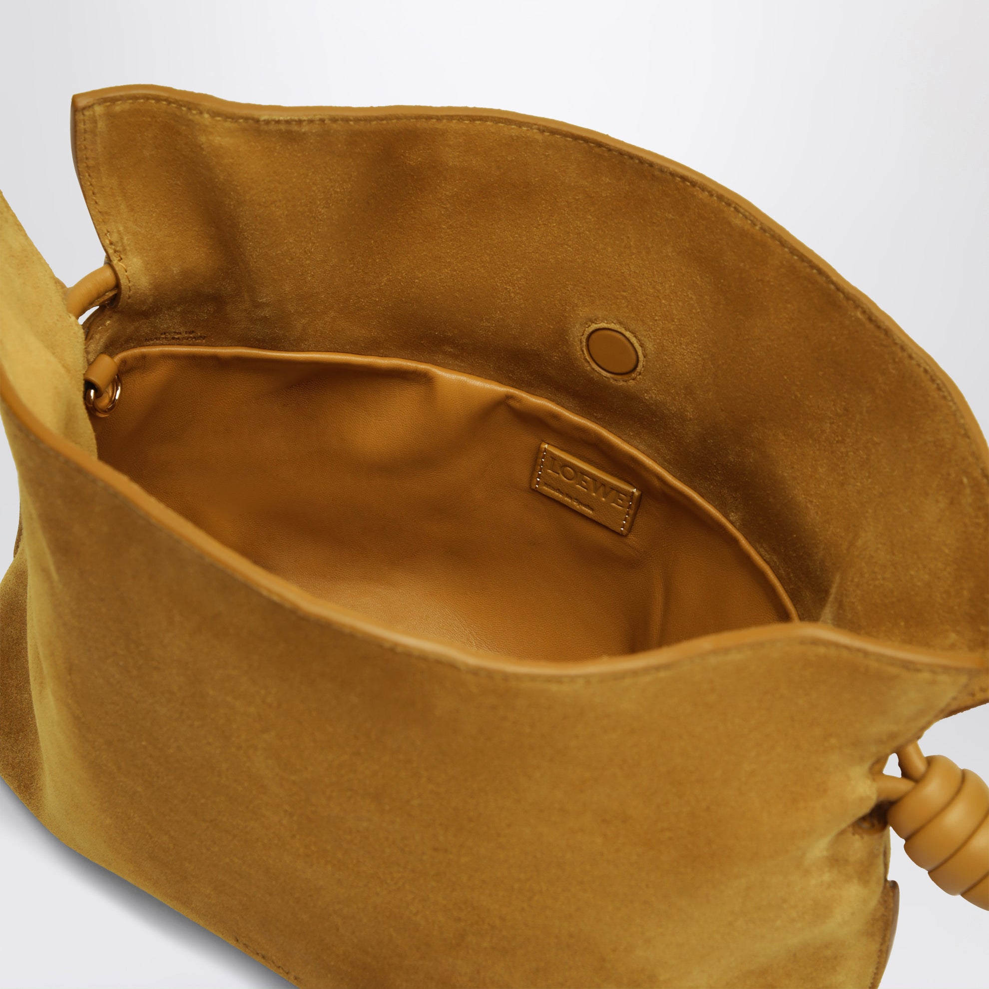 Medium ochre Flamenco bag in suede