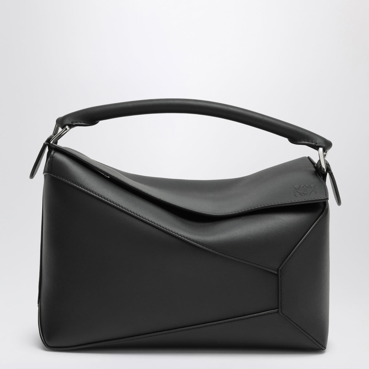 Sac Puzzle Edge moyen en cuir de veau noir