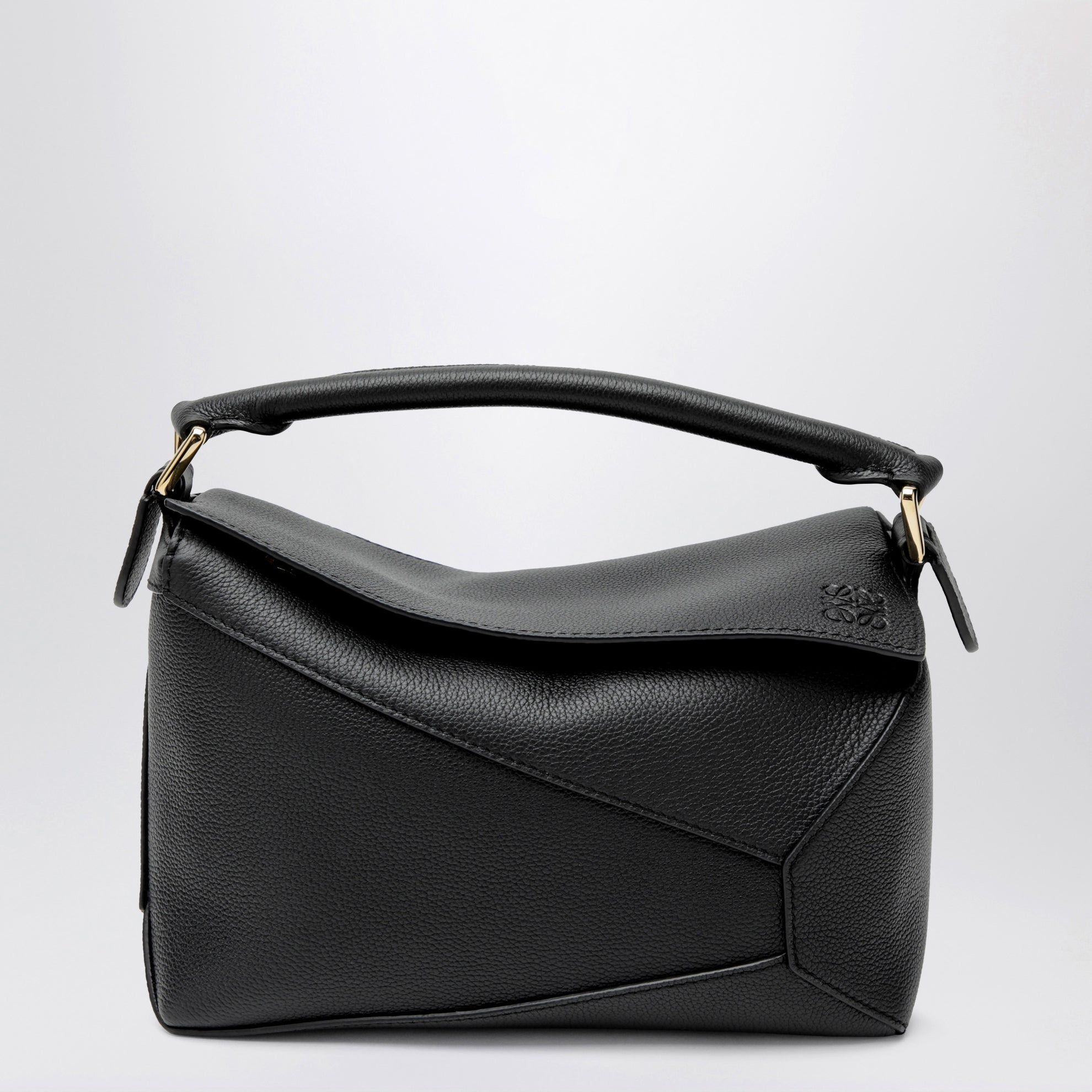 Small black grained leather Puzzle Edge bag