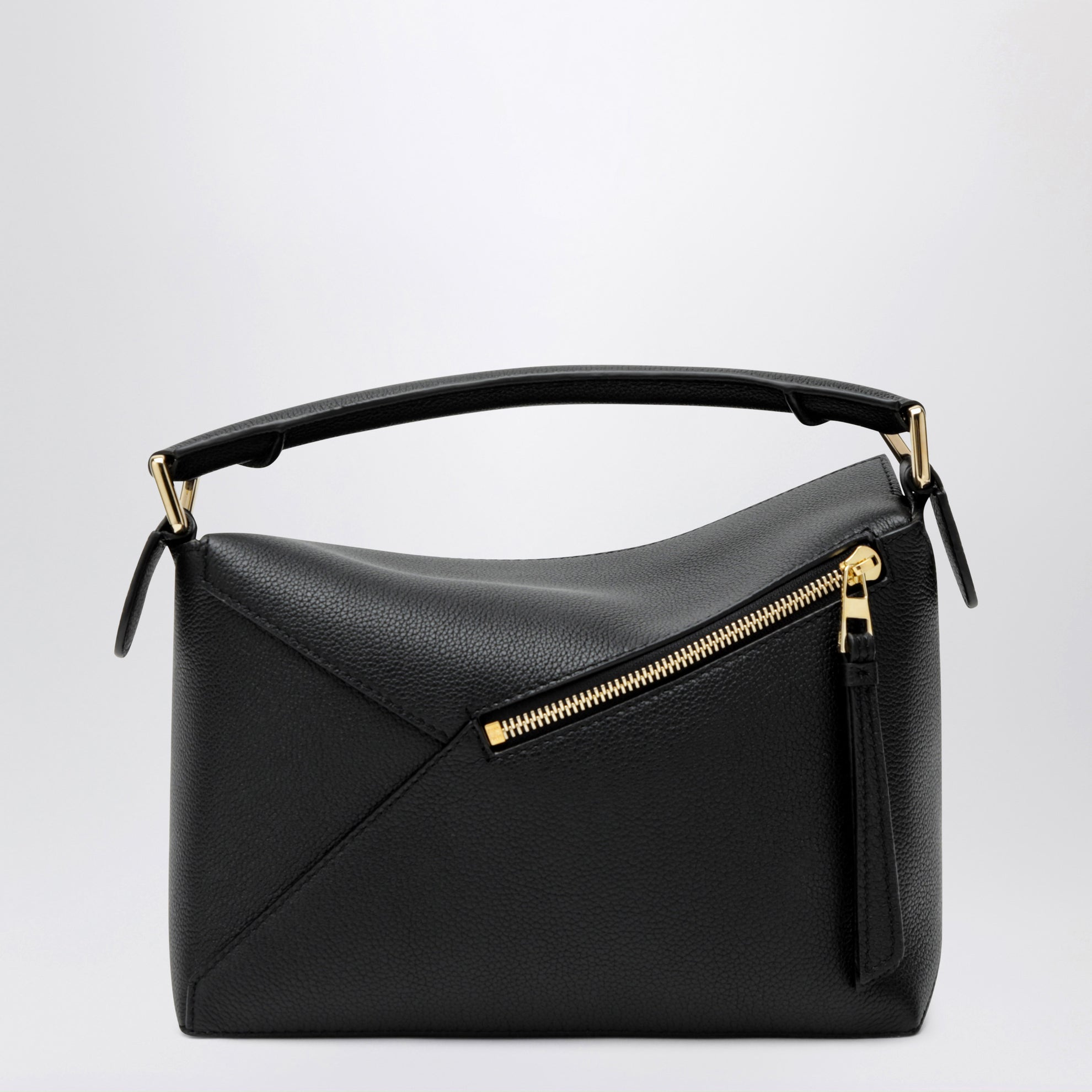 Small black grained leather Puzzle Edge bag