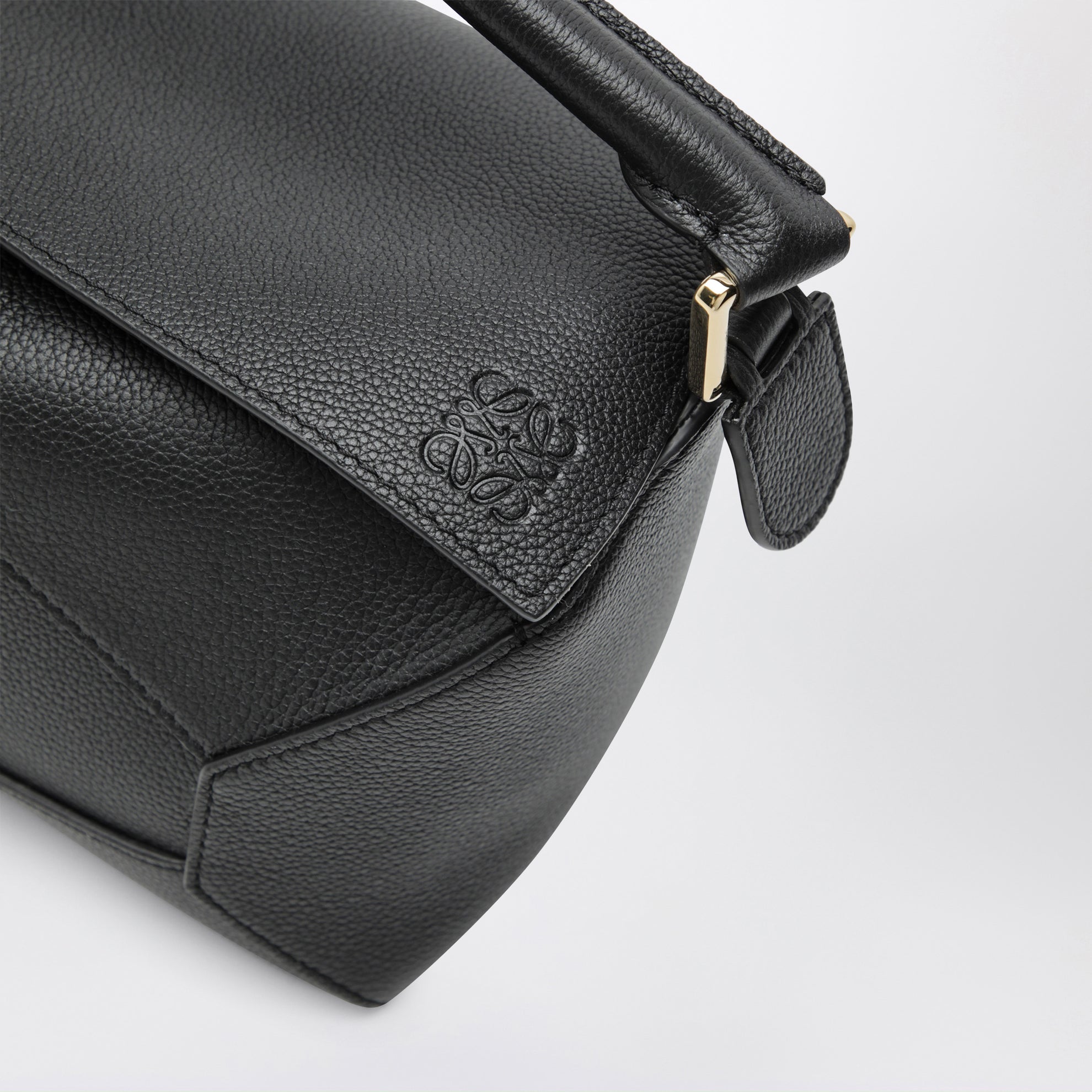 Small black grained leather Puzzle Edge bag