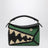 Small black/green raffia and calfskin Puzzle Edge bag