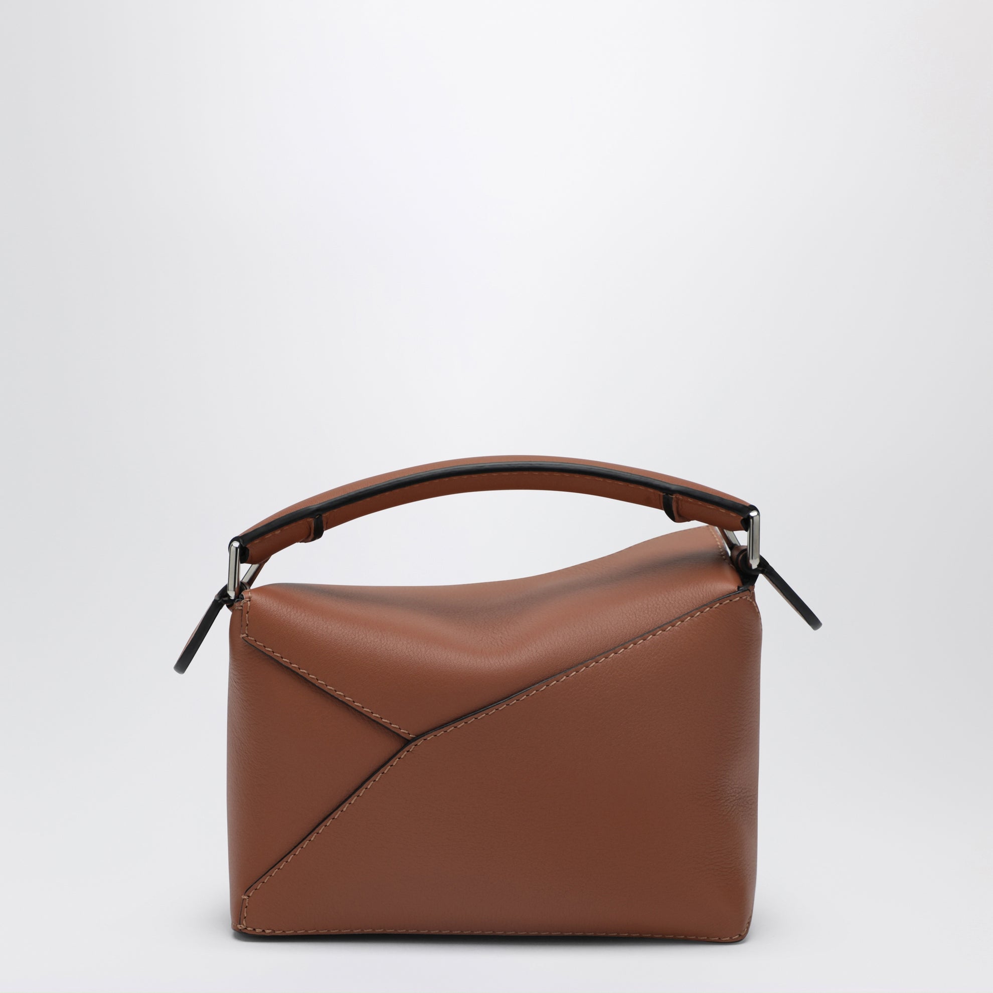 Borsa Puzzle Edge mini marrone in pelle granata