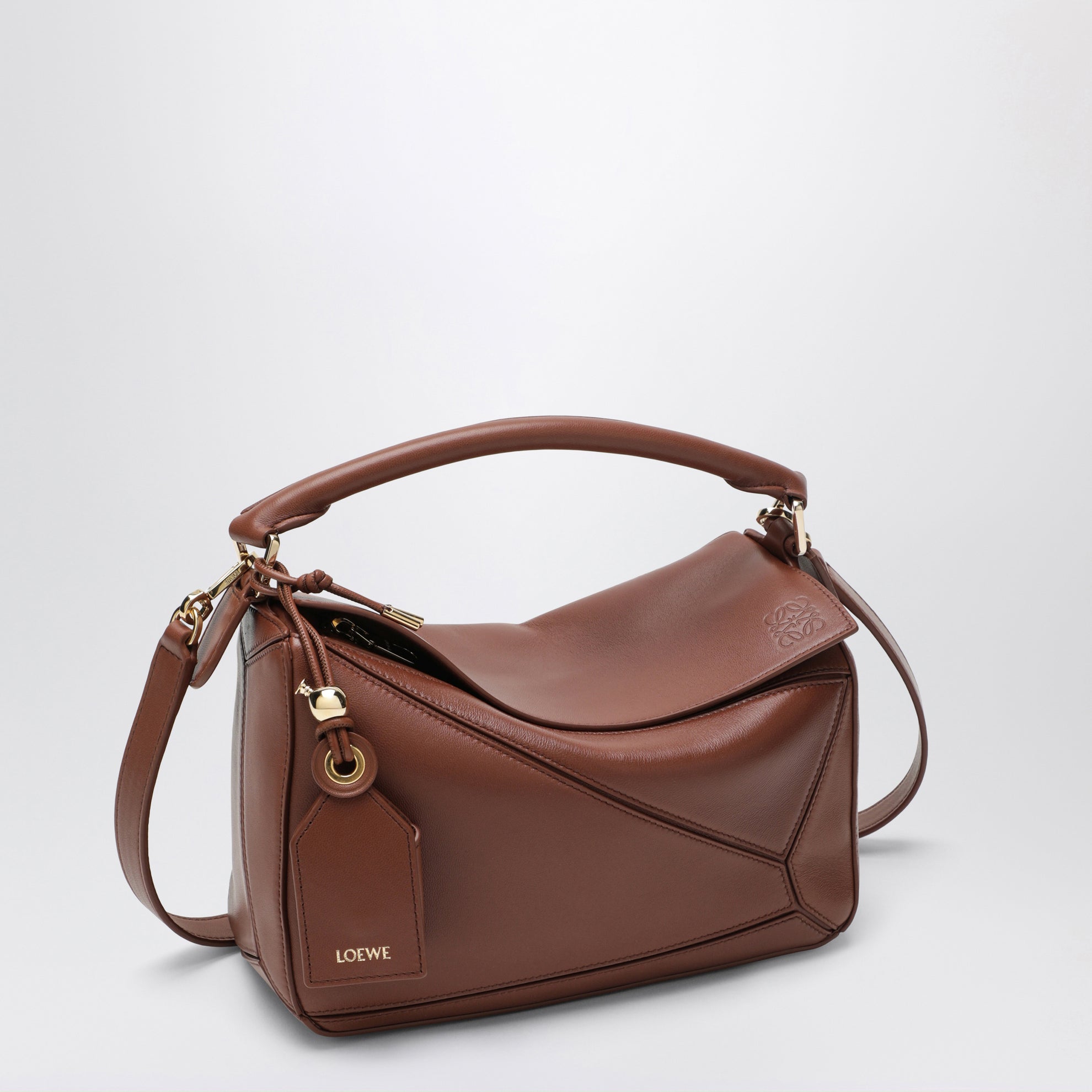 Petit sac Puzzle Featherlight en cuir nappa doré