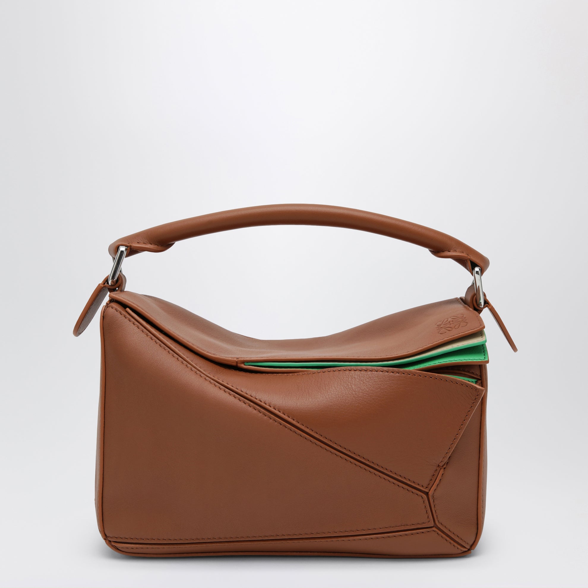 Borsa Puzzle Layered piccola in pelle Multicolor Squirrel