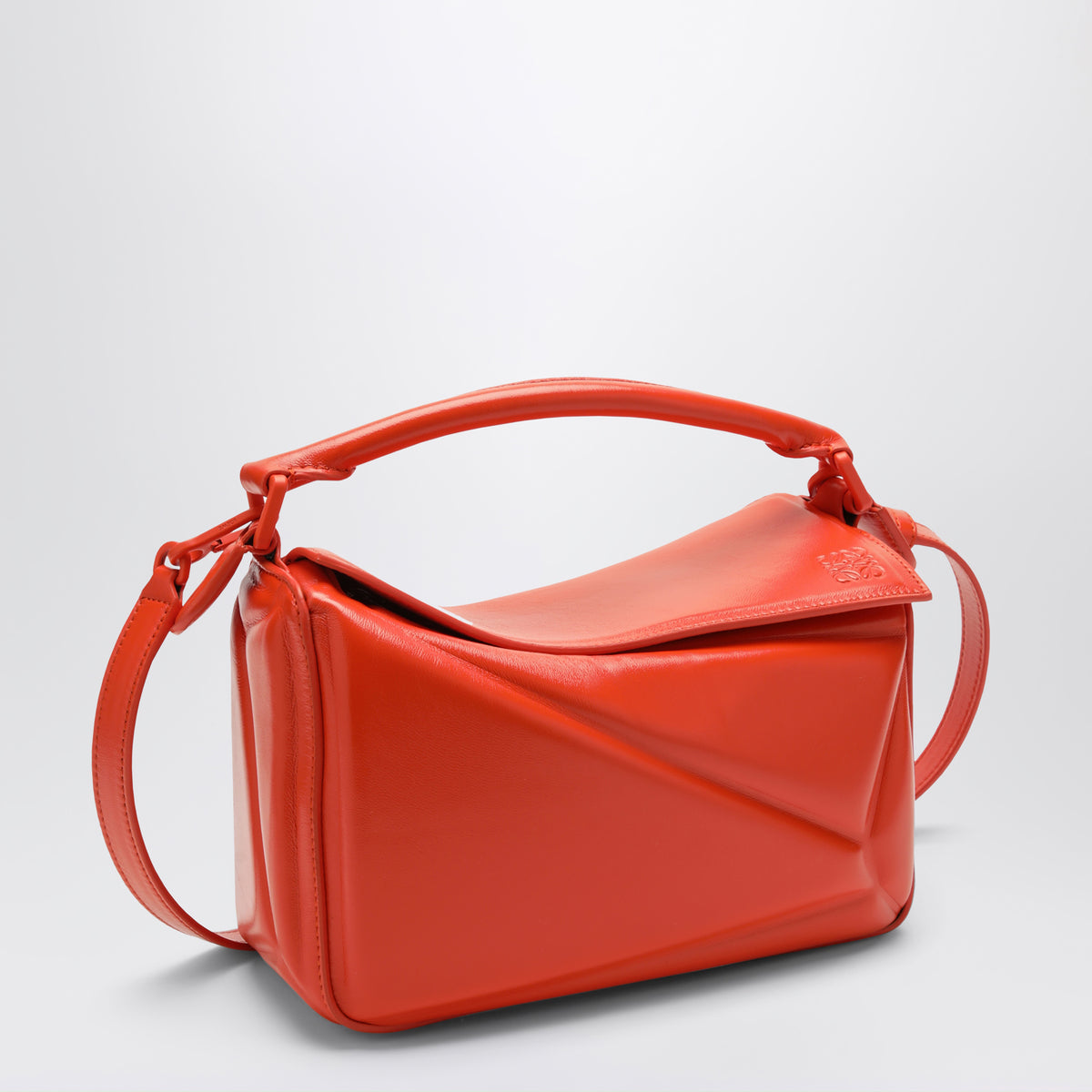 Puzzle Blown Small Orange Leather Bag