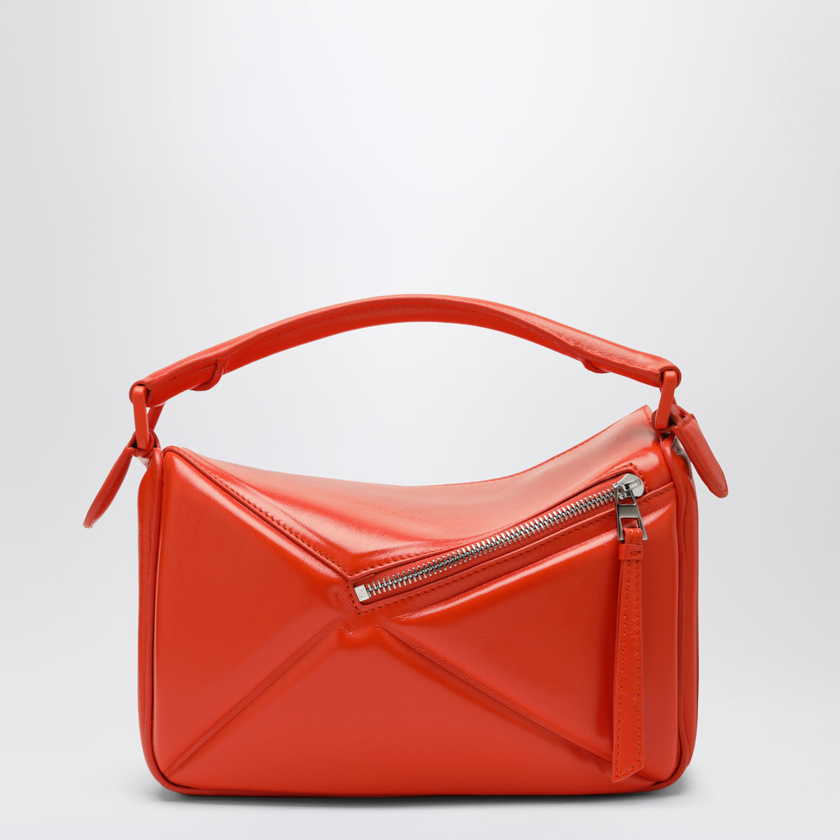 Puzzle Blown Small Orange Leather Bag