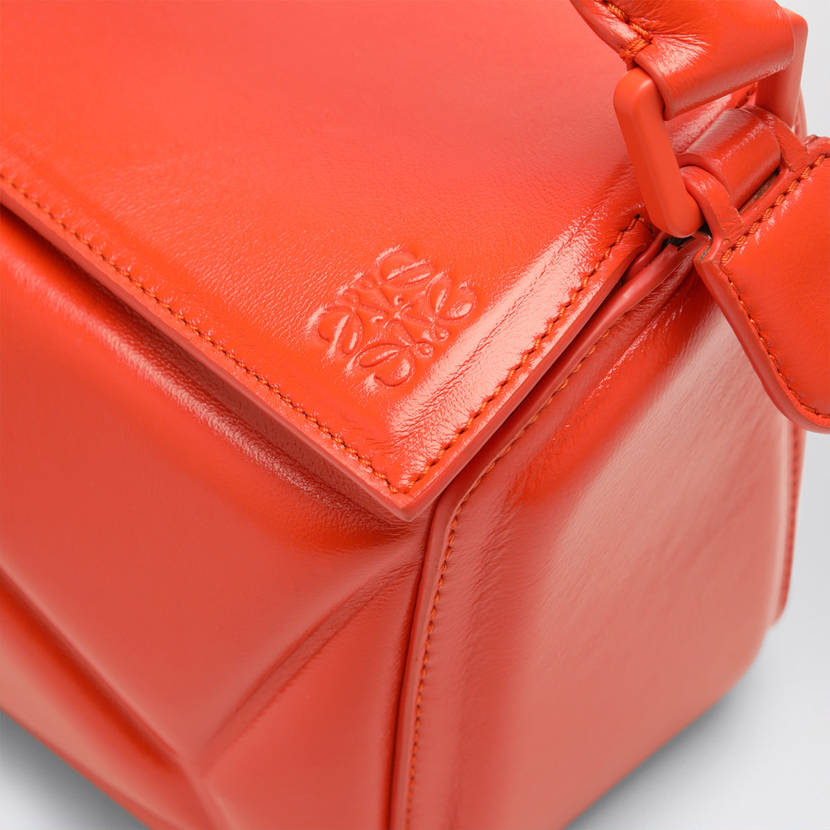 Puzzle Blown Small Orange Leather Bag