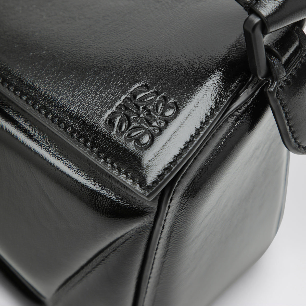 Puzzle Blown Small Black Lambskin Bag