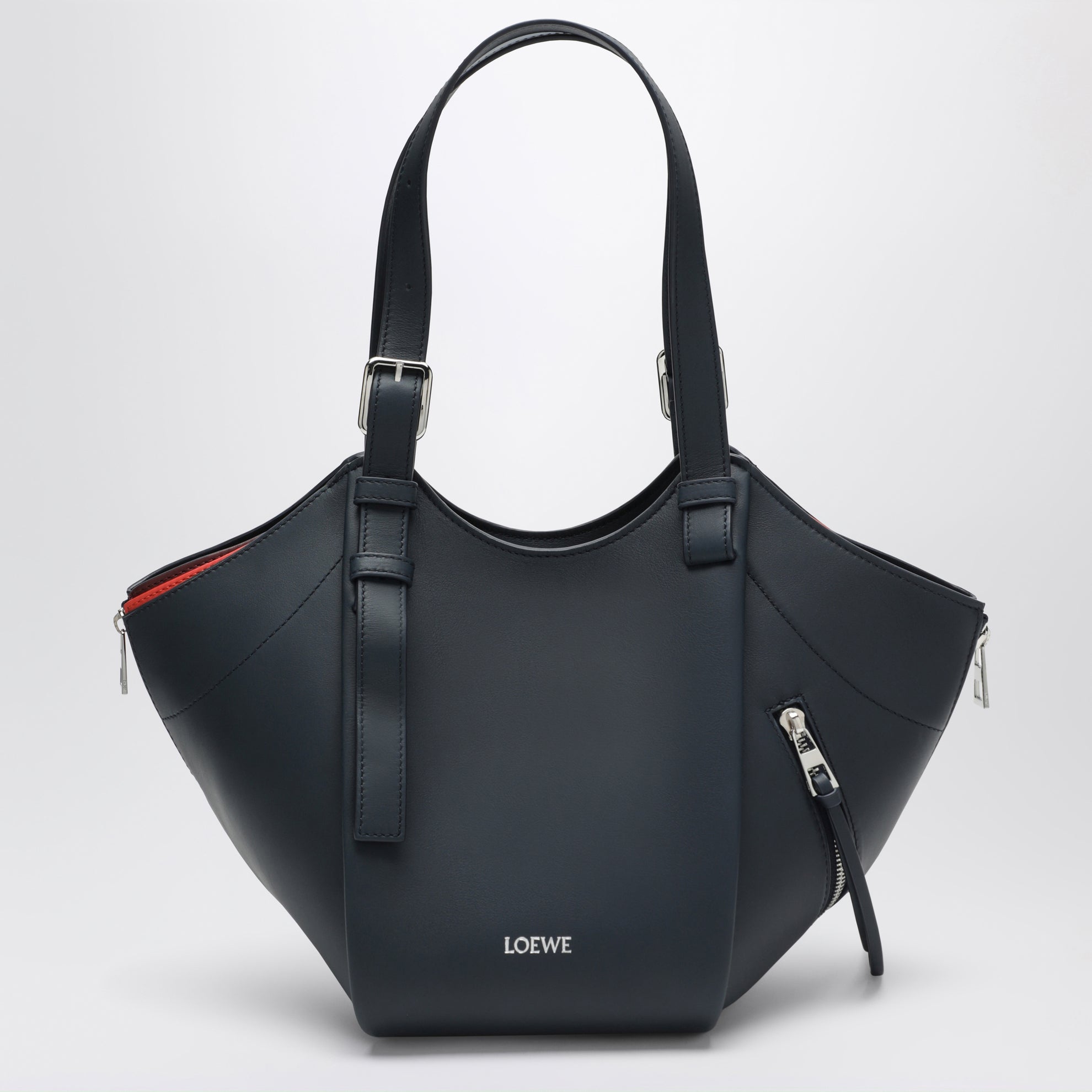 Dark blue layered Hammock Flip leather bag