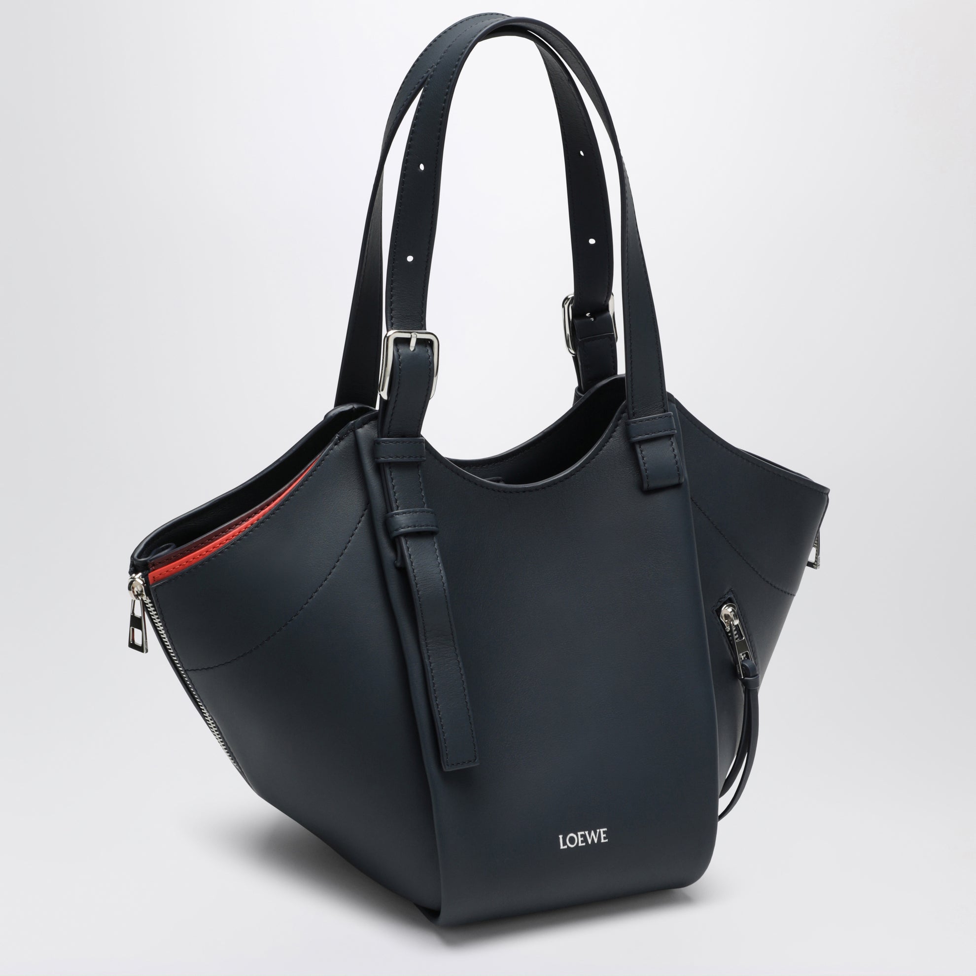 Dark blue layered Hammock Flip leather bag