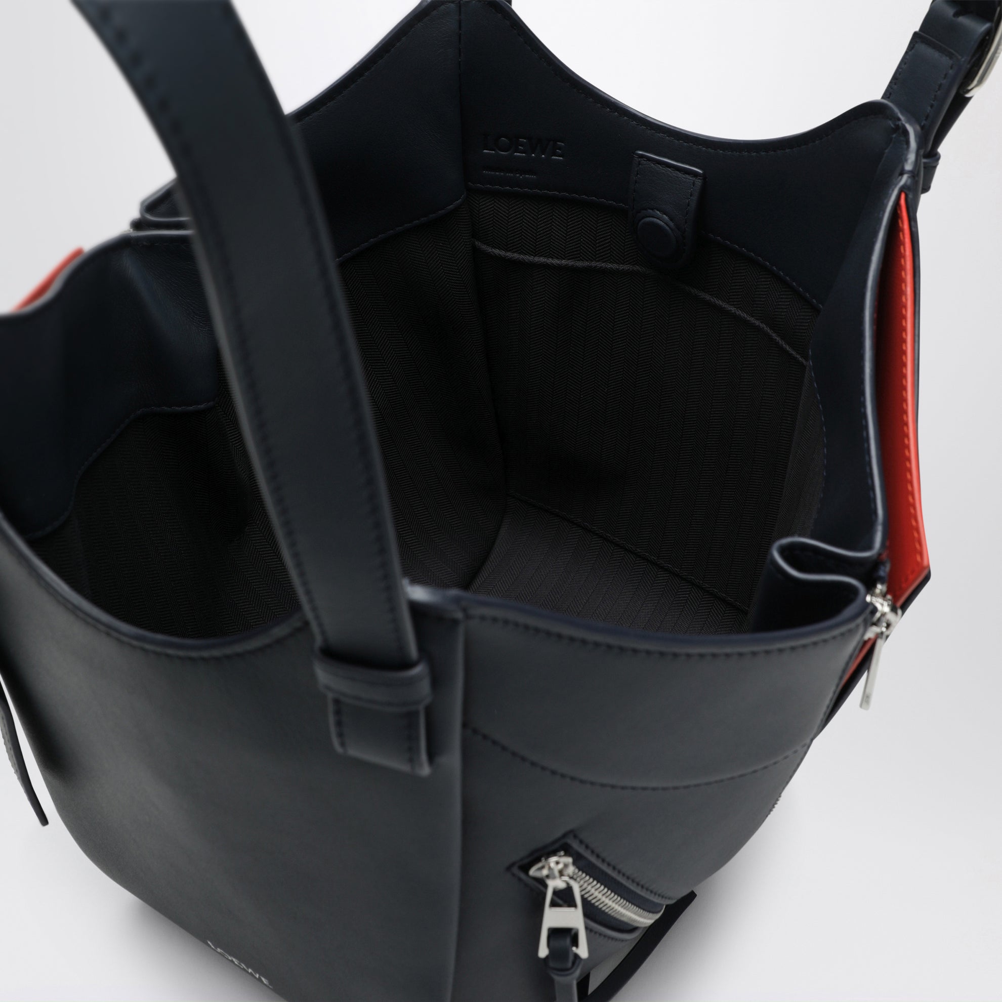 Dark blue layered Hammock Flip leather bag