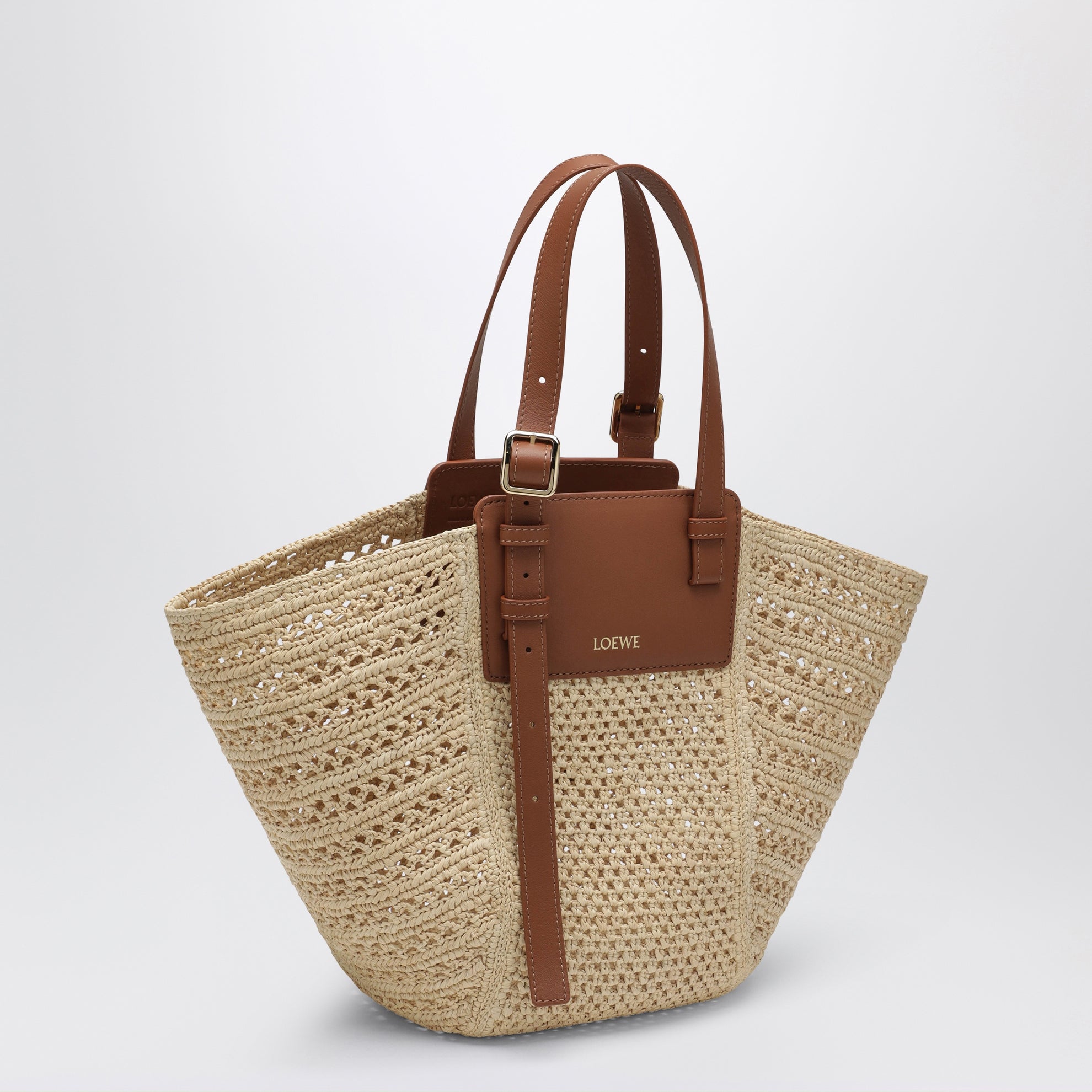 Medium raffia and leather Hammock Cabas bag