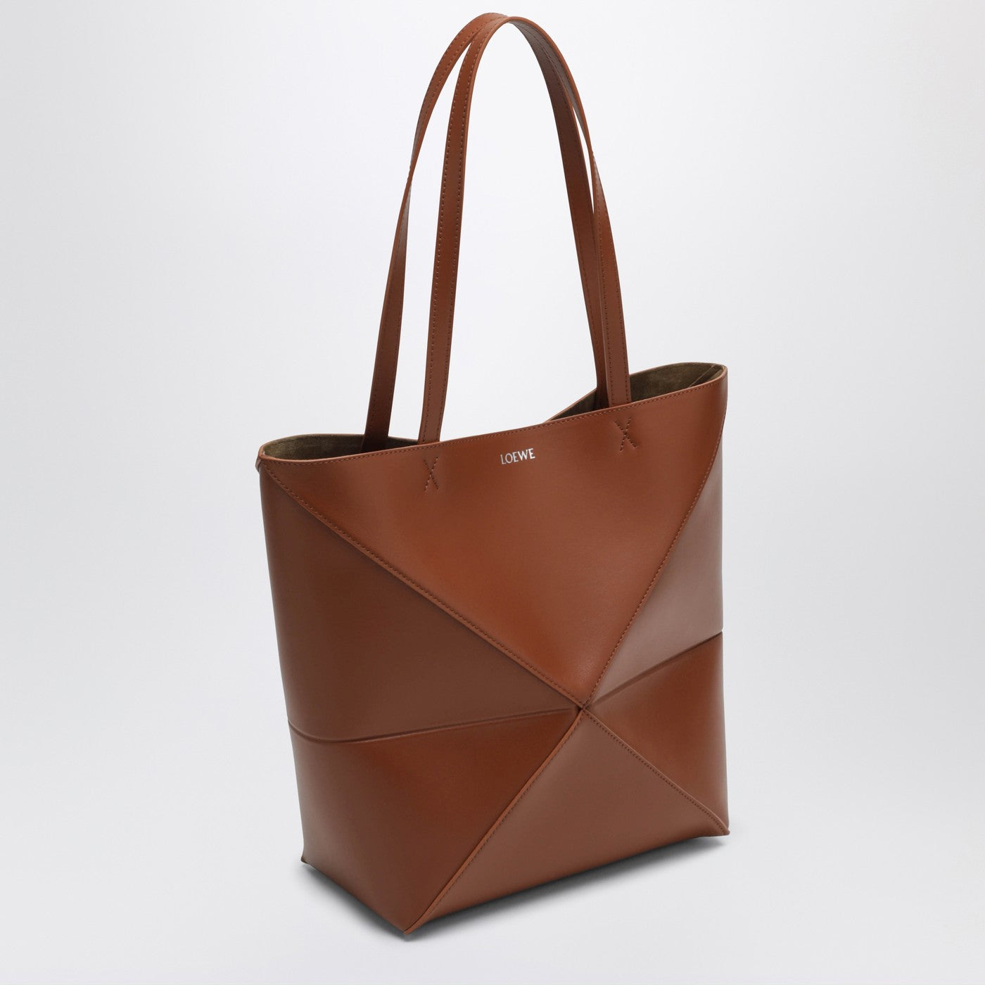 Borsa Puzzle Fold Tote media marrone chiara