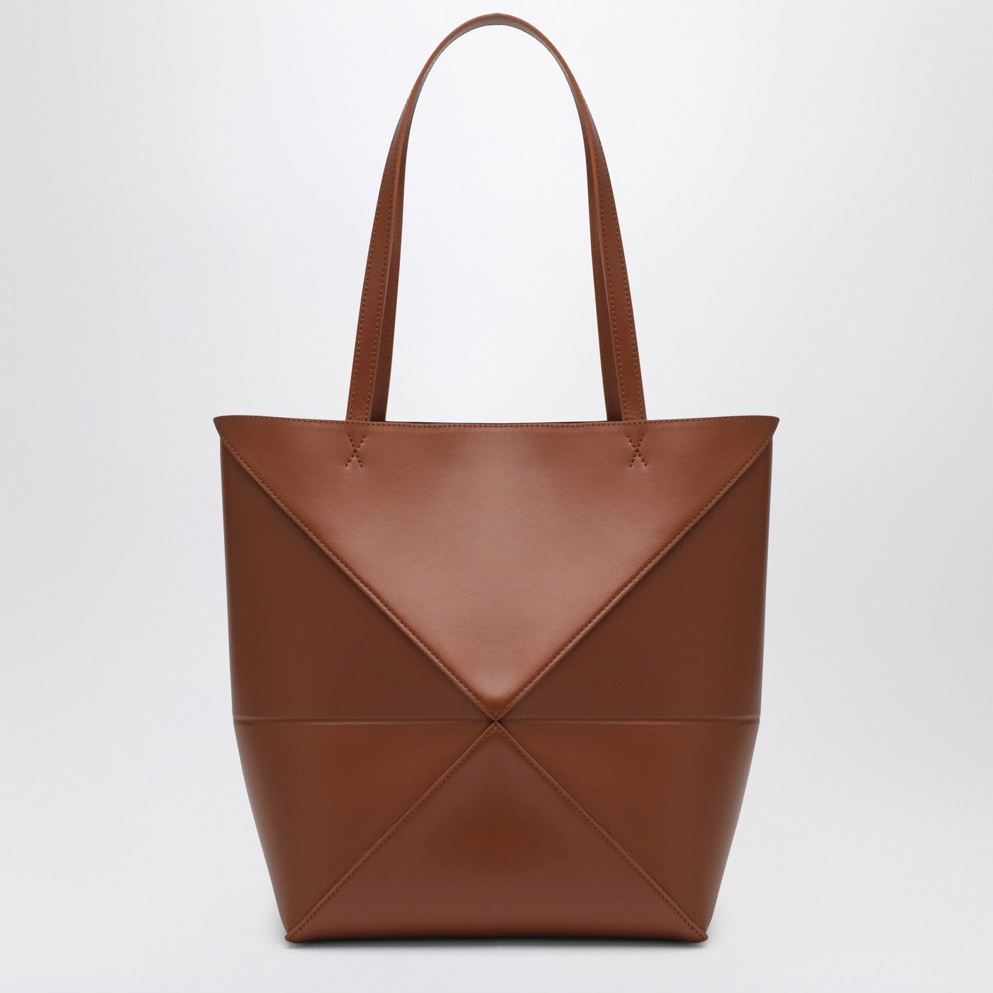 Borsa Puzzle Fold Tote media marrone chiara