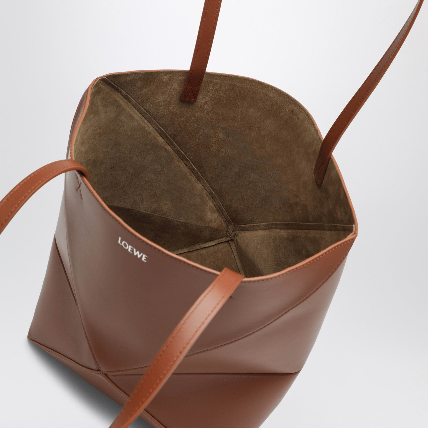 Borsa Puzzle Fold Tote media marrone chiara